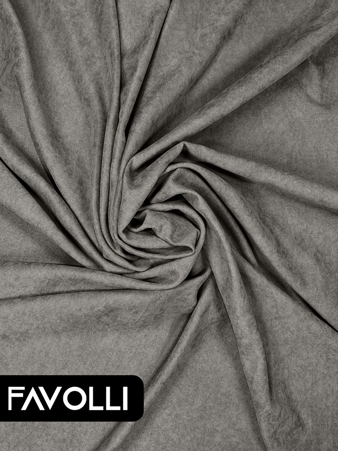 FAVOLLİ Kadife Dokulu Gri Ada Fon Perde Ekstrafor Büzgülü Dream Series