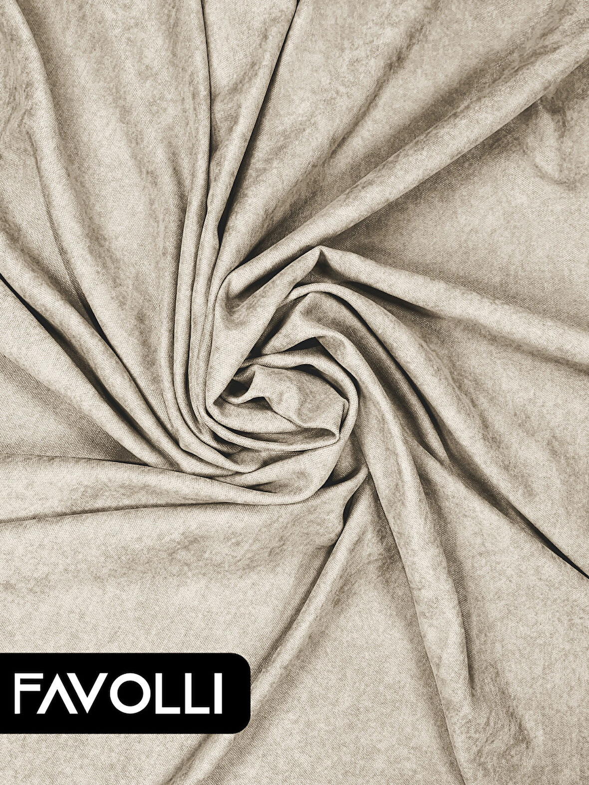 FAVOLLİ Kadife Dokulu Ekru Ada Fon Perde Ekstrafor Büzgülü Dream Series