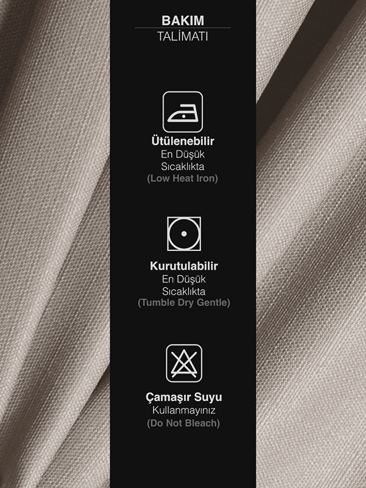 Favolli Taş Rengi Pileli Keten Dokulu Fon Perde 