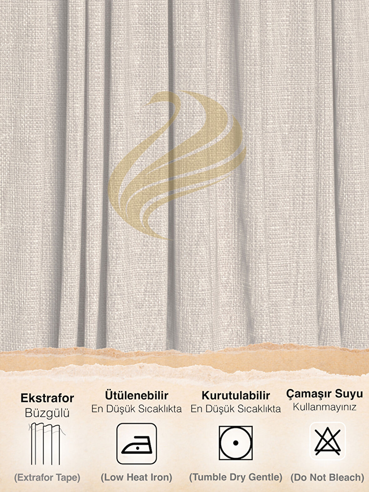 Demor Home Kumsal Taşı Rengi  Keten Dokulu Pileli Yüksek Kalite Fon Perde