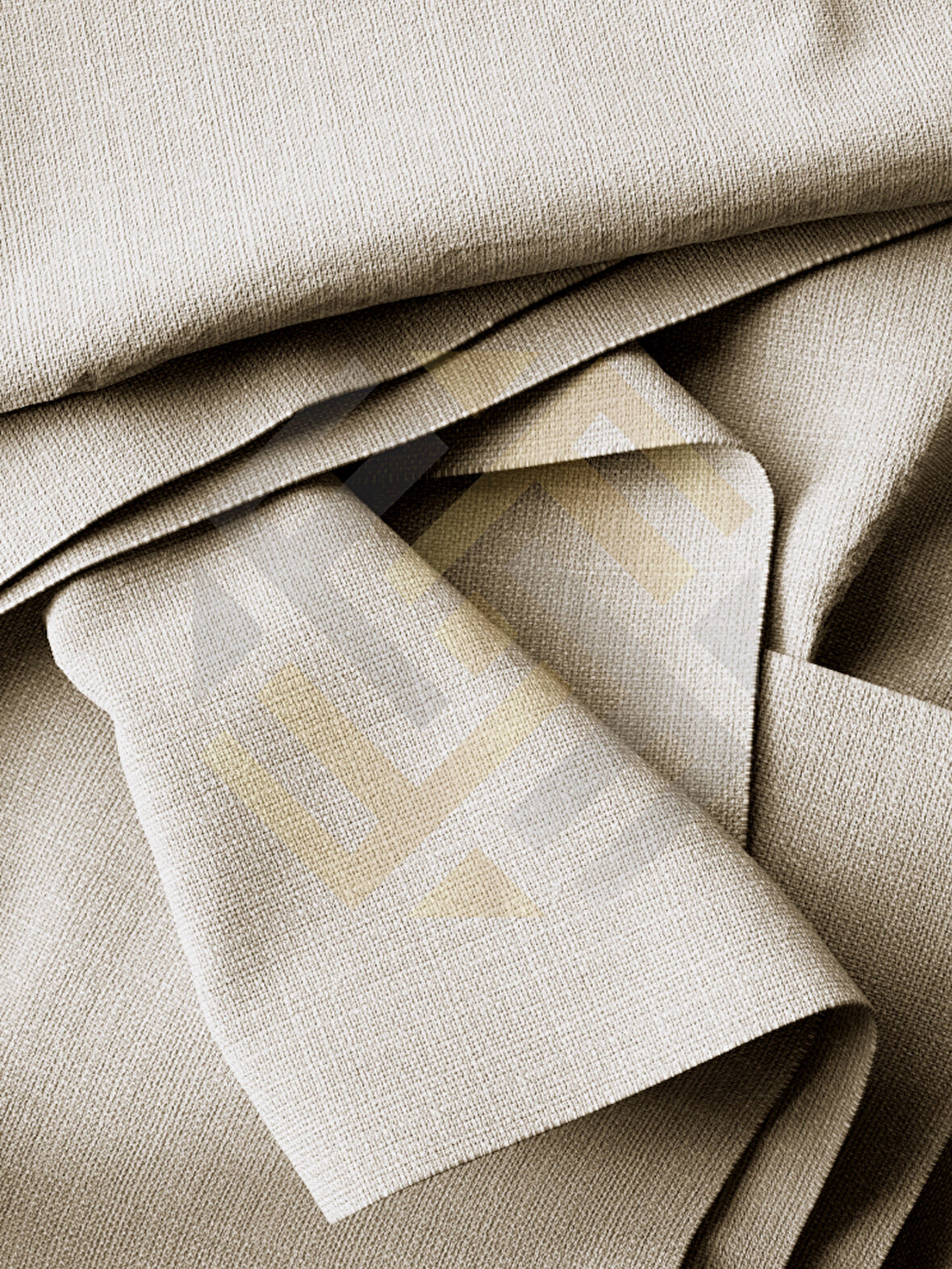 Favolli Açık Krem Renk Pileli Keten Dokulu Fon Perde 