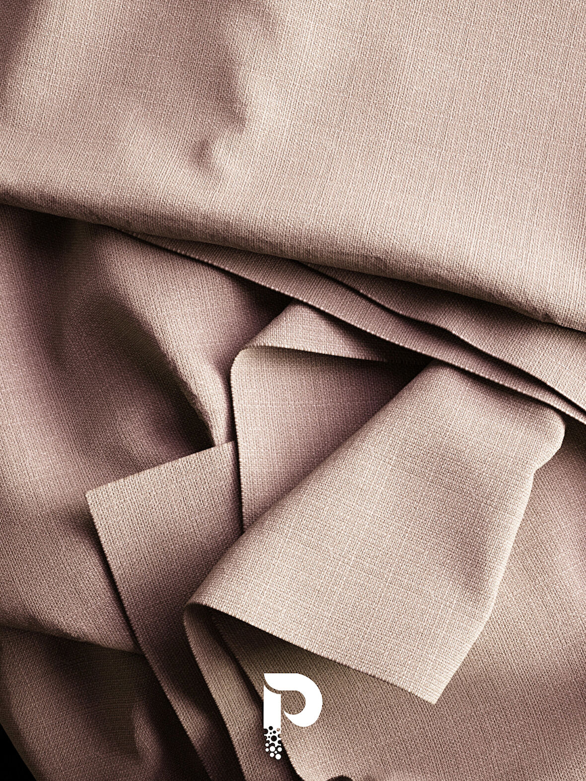 PERLE Açık Pembe Keten Dokulu Fon Perde Ekstrafor Büzgülü