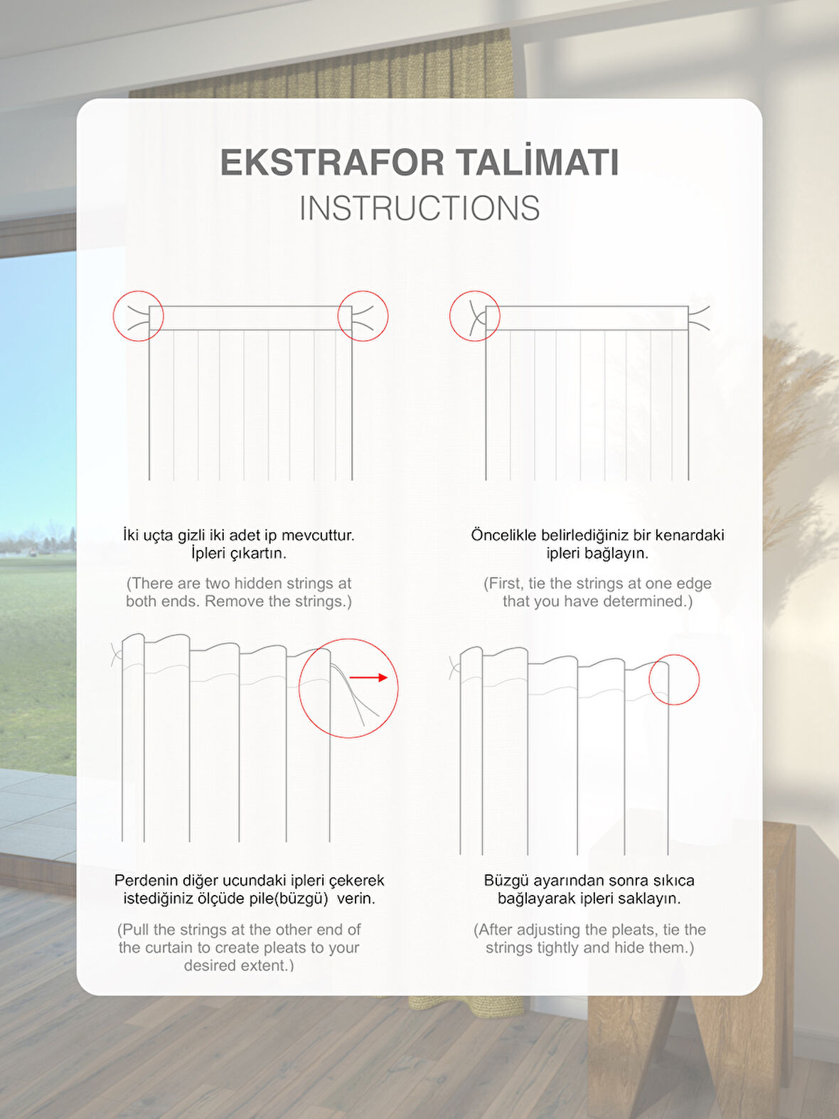 PERLE Taş Rengi Keten Dokulu Fon Perde Ekstrafor Büzgülü