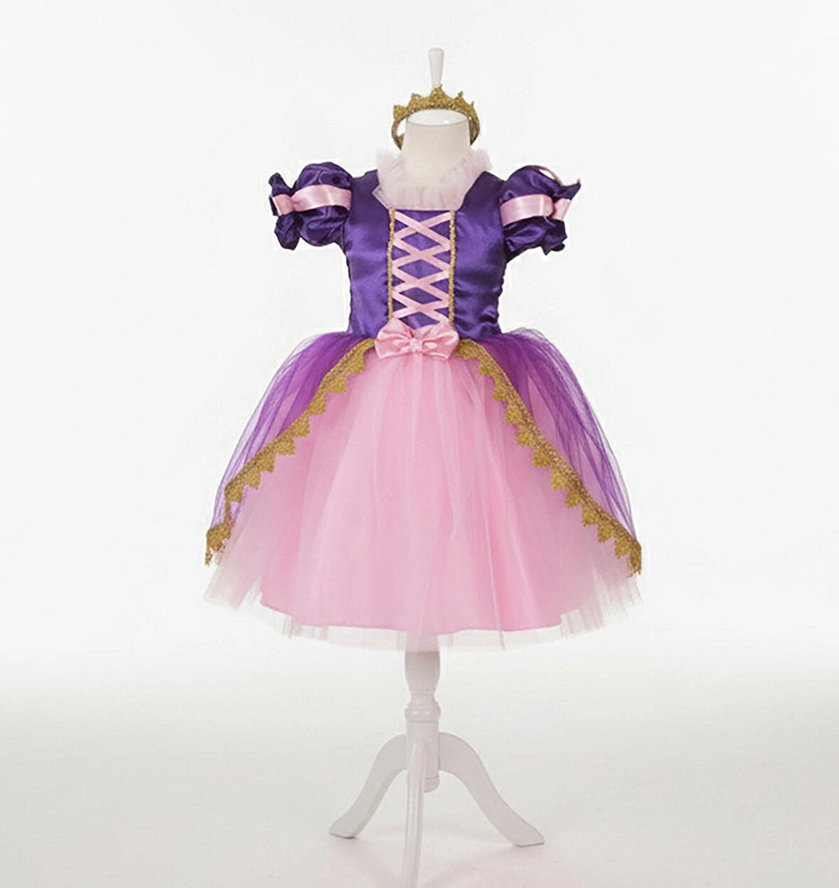 Rapunzel Kostümü – Kız Çocuk Rapunzel Elbisesi + Taç Hediyeli