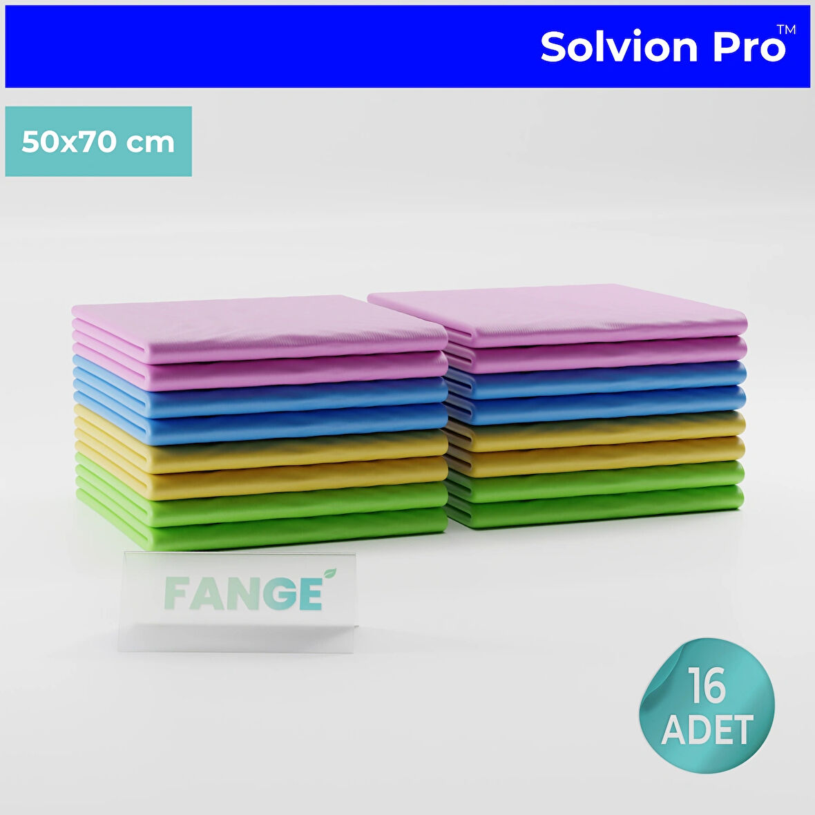 16 Adet FANGE Solvion Pro™ Temizlik Bezi, Büyük Boy 50 x 70, Yeni Nesil Temizlik Bezi