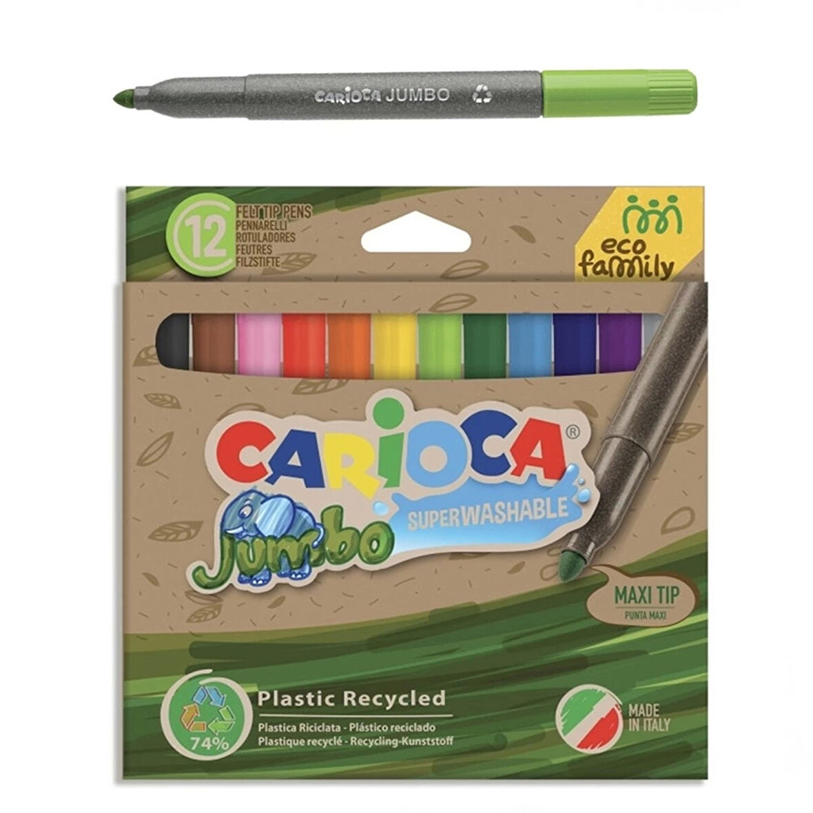  Carioca Eco Family Jumbo Süper Yıkanabilir Keçeli Boya Kalemi 12'Li