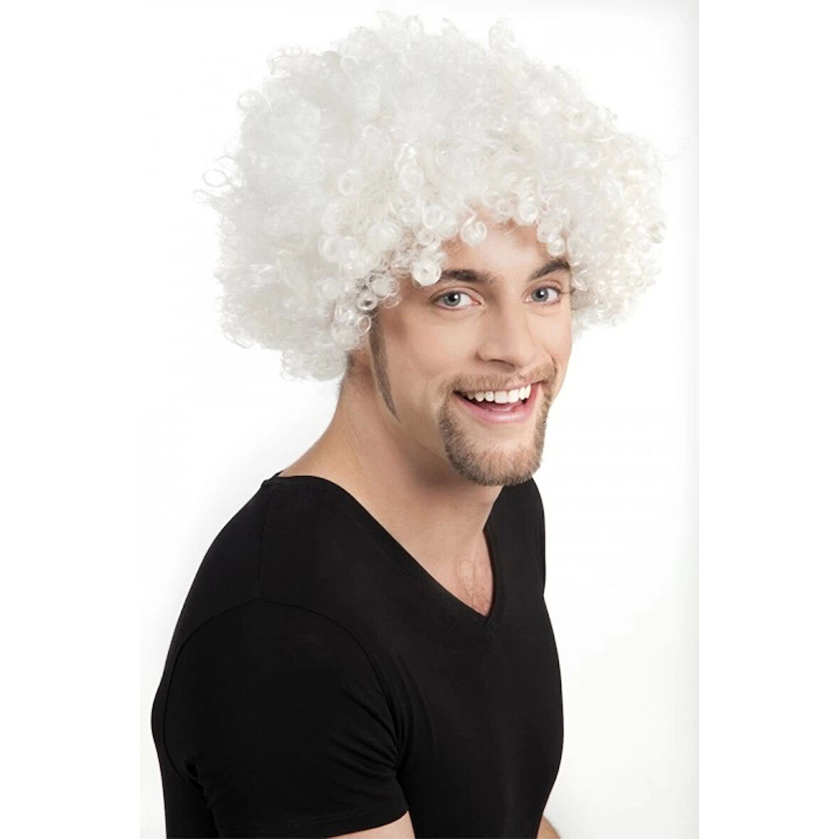 Çocuk Beyaz Renk Kıvırcık Afro Bonus Peruk