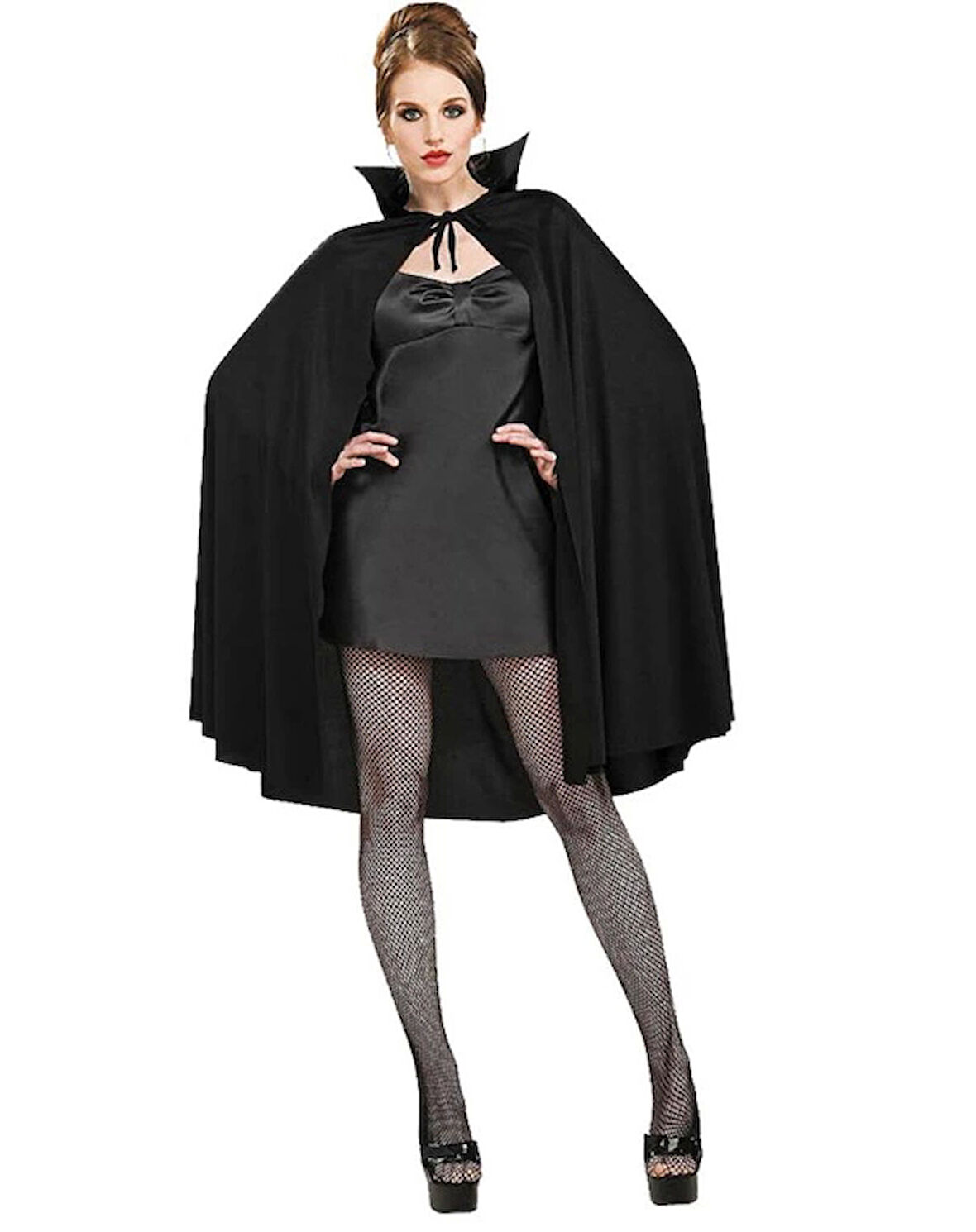 Çocuk Siyah Renk Yakalı Halloween Pelerini 90 cm