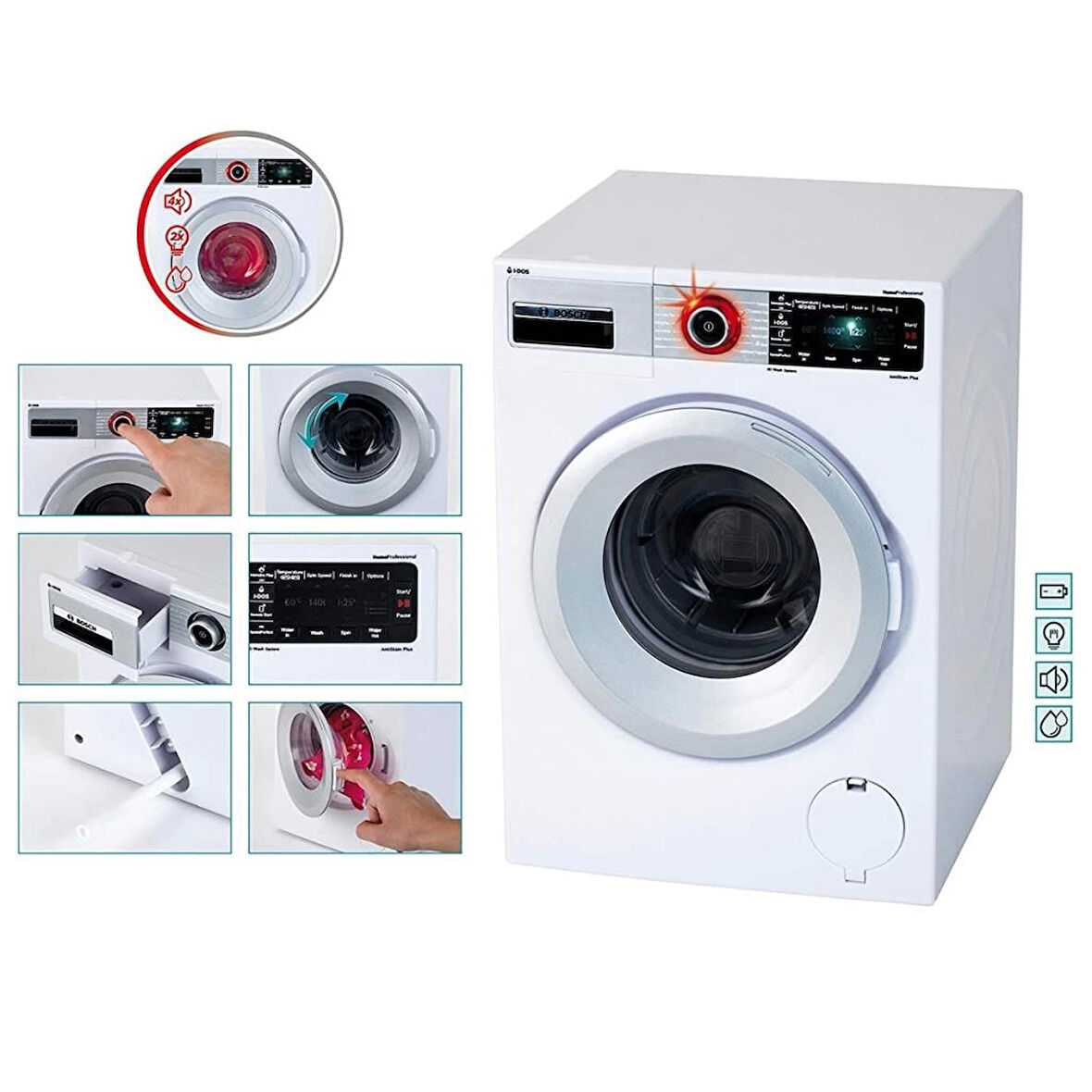 Çocuk 9213 Bosch Oyuncak Sesli Işıklı Çamaşır Makinesi