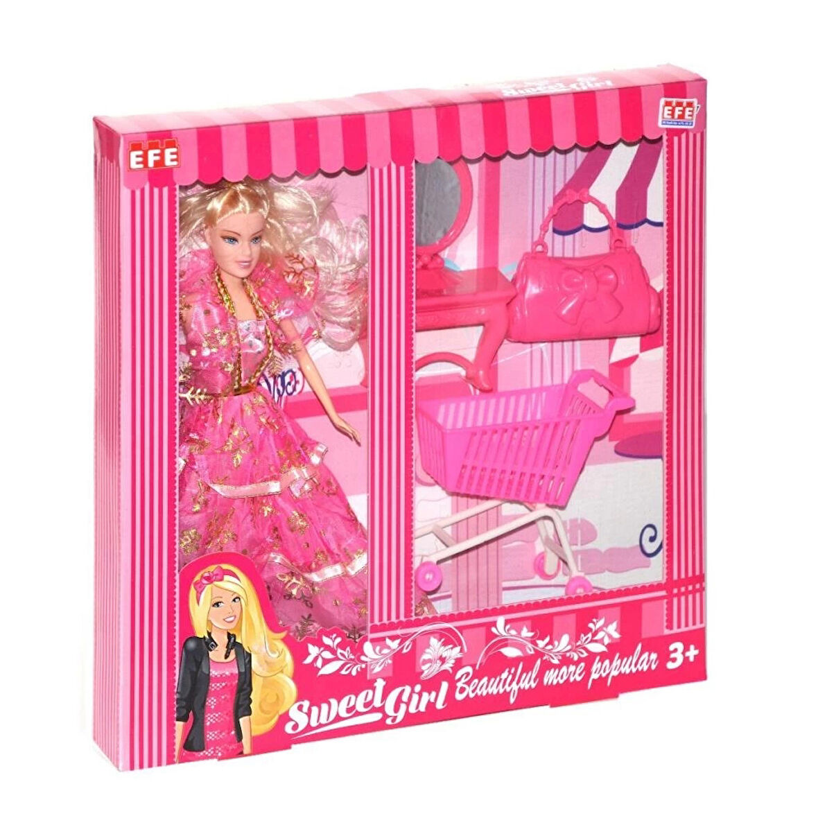 Çocuk 221G-M Efe, Sweet Girl Market Arabalı Bebek Oyun Seti
