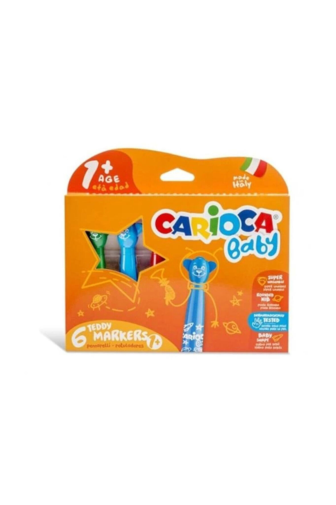  Carioca Teddy Jumbo Bebek Süper Yıkanabilir Keçeli Boya Kalemi 6'Lı