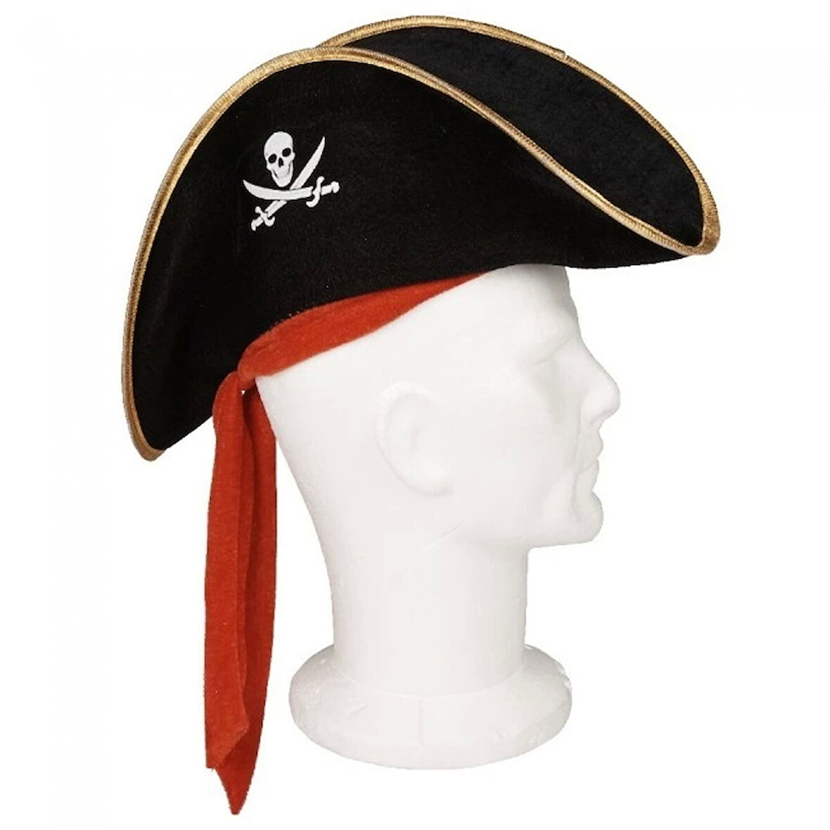 Çocuk Boy Kadife Jack Sparrow Denizci Korsan Şapkası 45x16 cm Eğlenceli Kostüm Şapkası