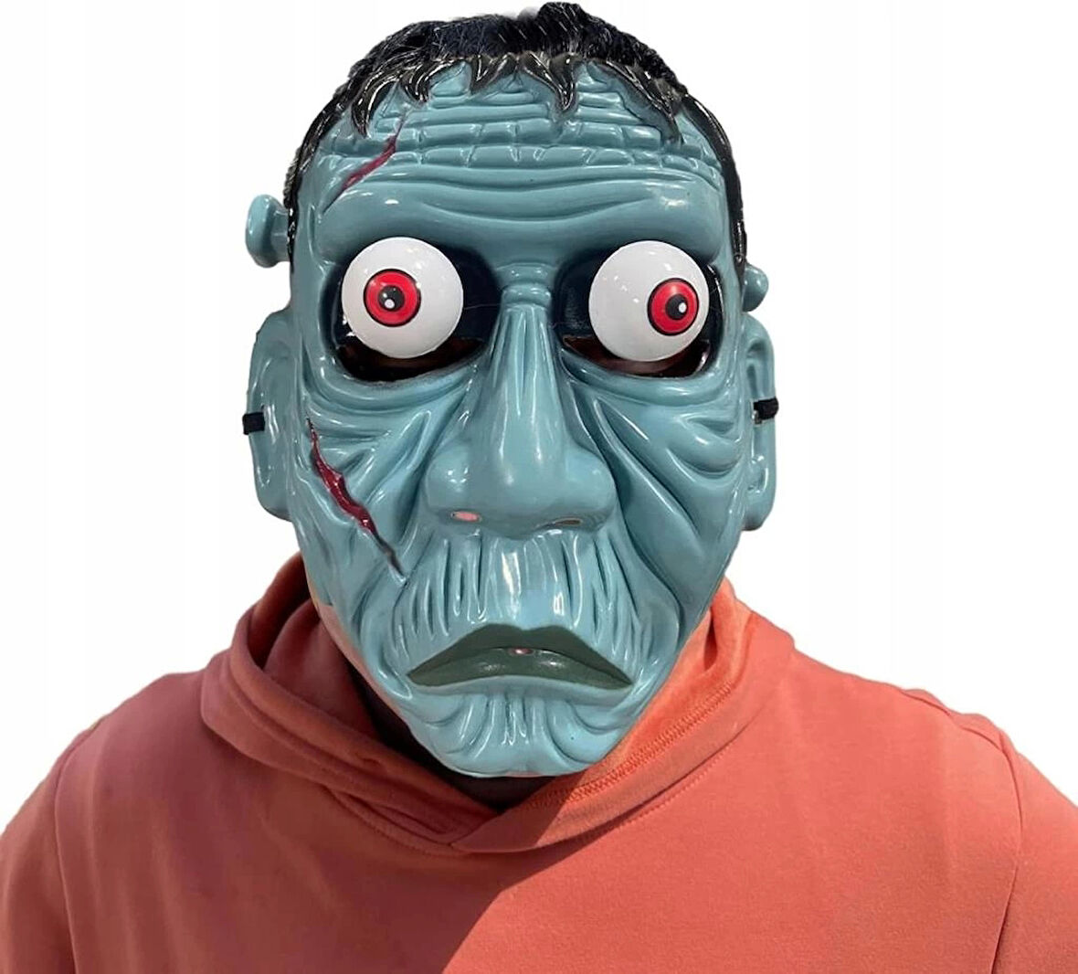 Frankenstein Temalı Sallanan Oynar Gözlü Maske Eğlenceli Korku Maskesi