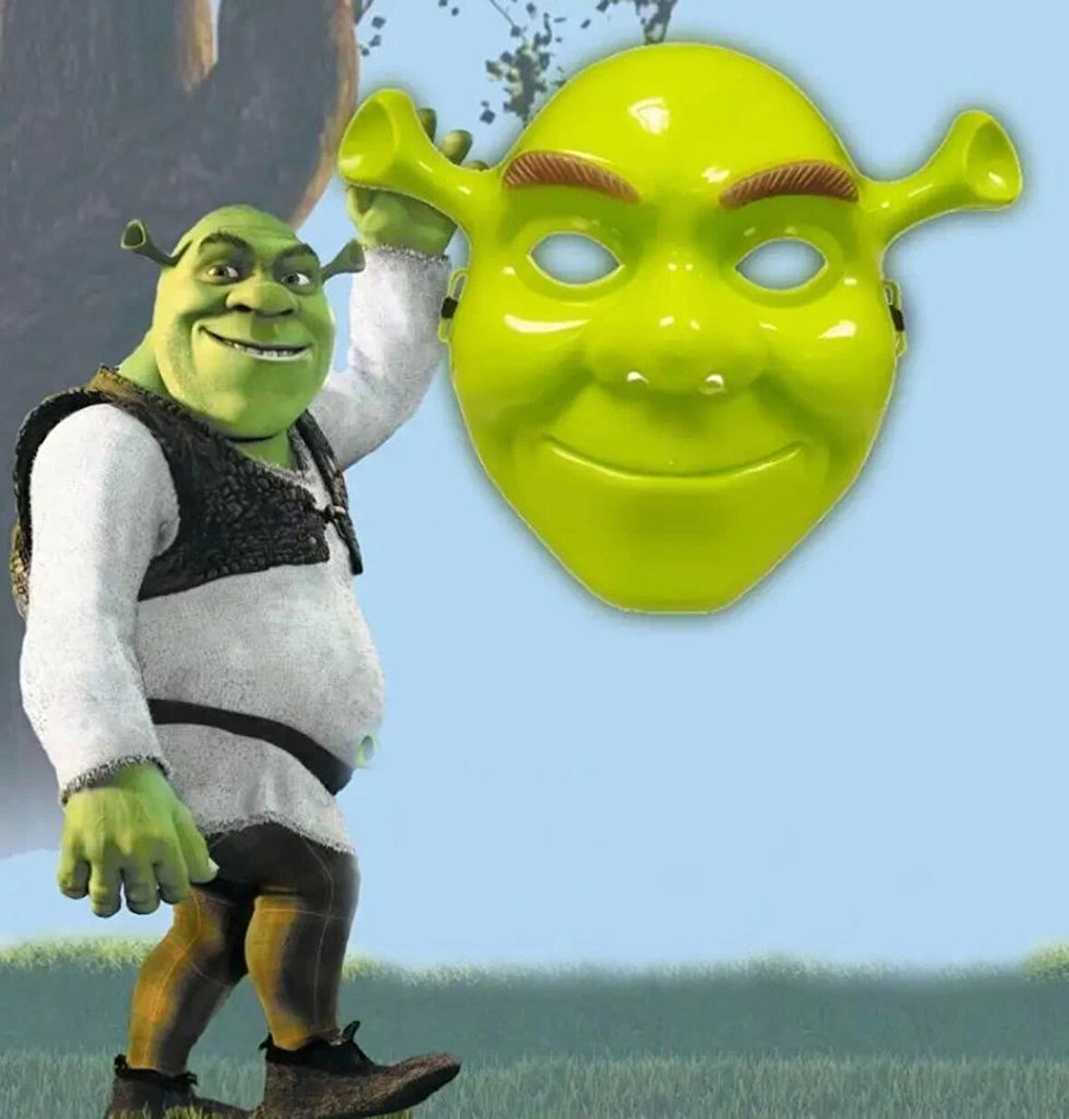 Yeşil Shrek Maskesi Çocuklar İçin Eğlenceli ve Renkli Maske