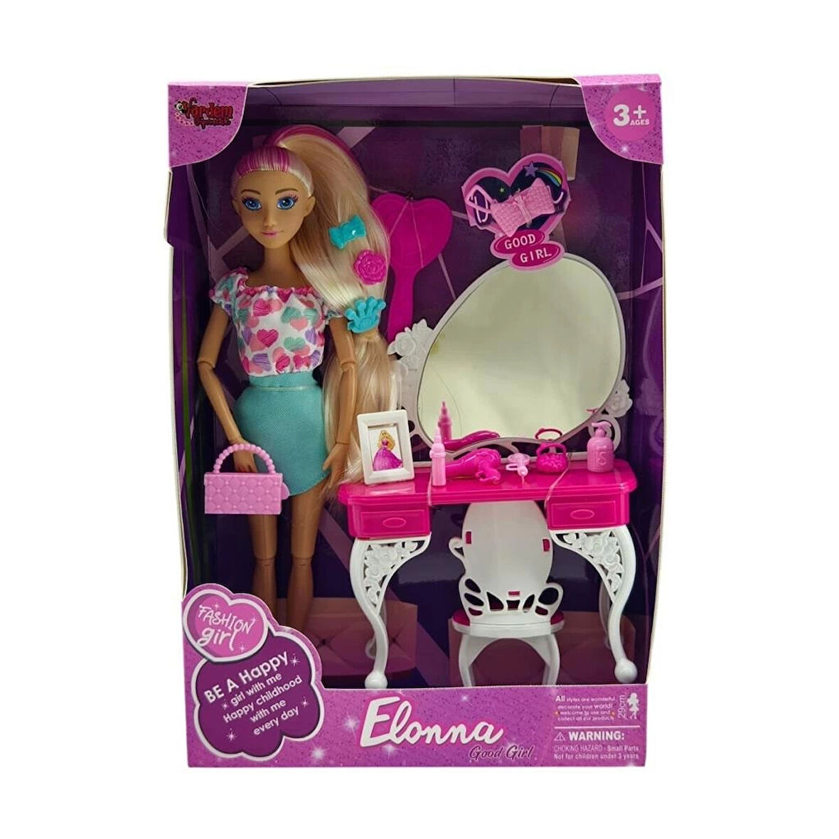 Eğitici Çocuk Oyuncak WG66906 -Vardem Kutulu  Güzellik Masalı Bebek Set 11,5 inç