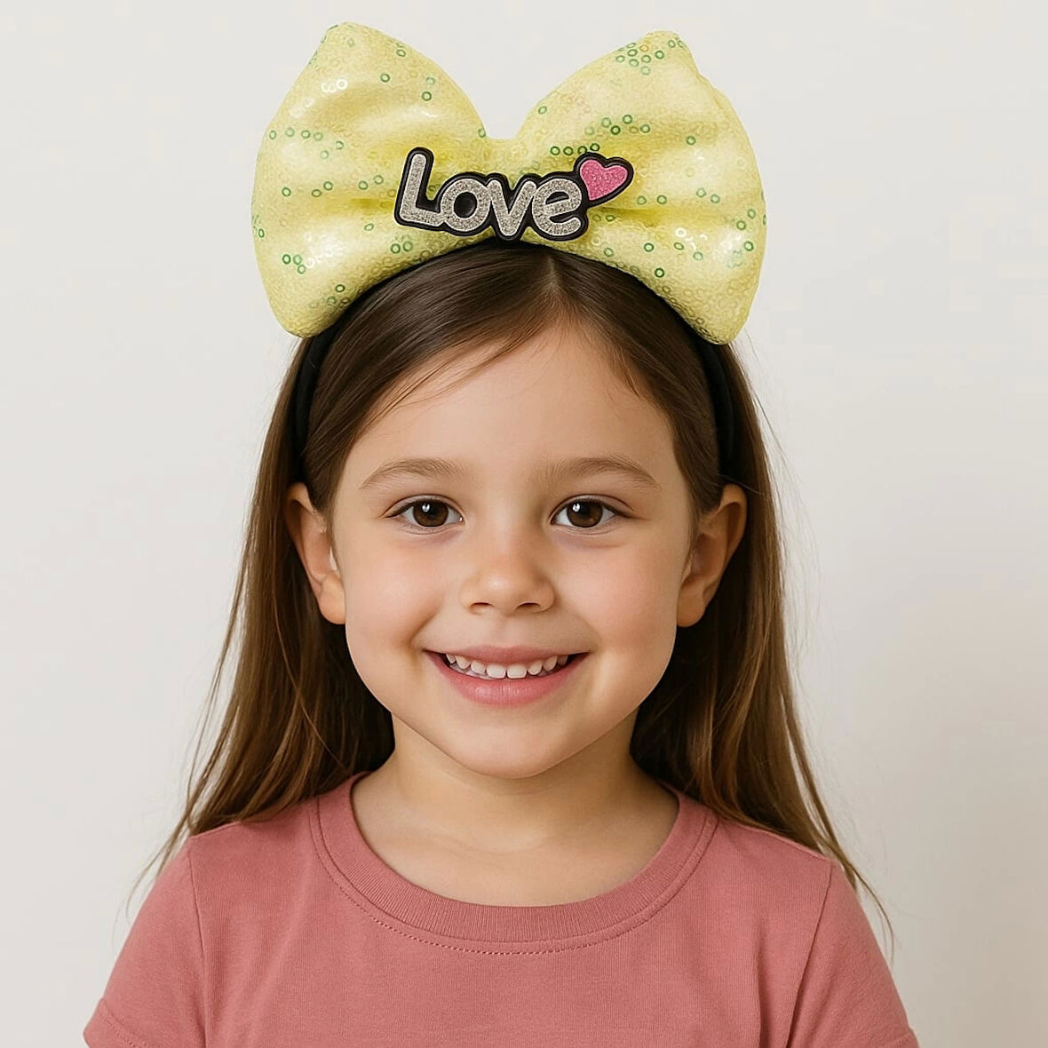 Eğitici Oyuncak LED Işıklı Love Yazılı Sarı Fiyonk Taç – Kız Çocuk Parti Tacı