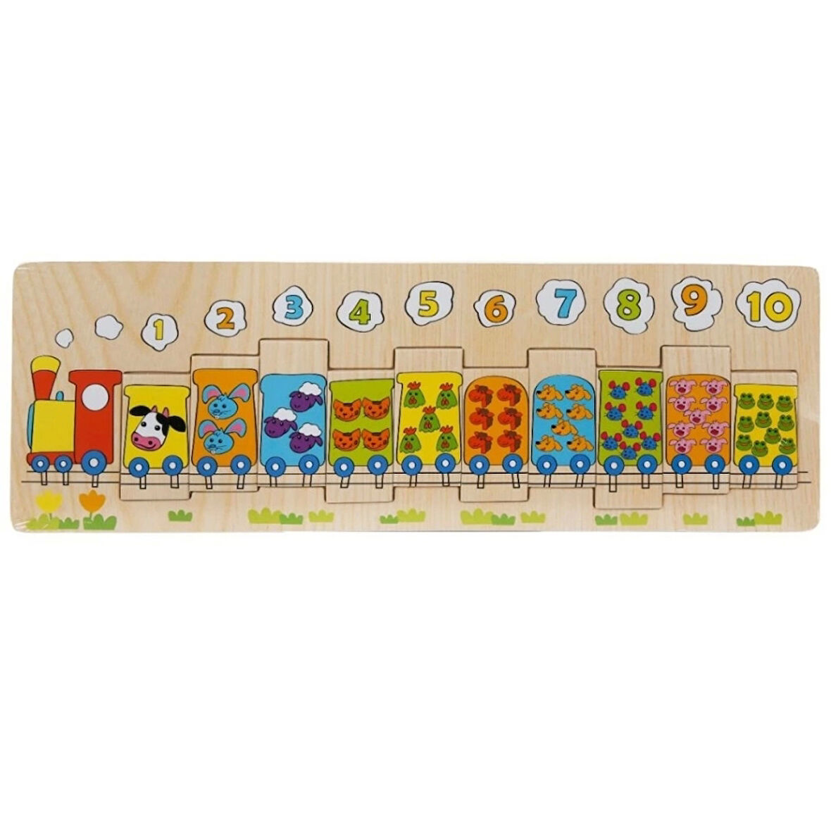 Eğitici Çocuk Tahta Bultak Numaralı Trenler 10 Parça