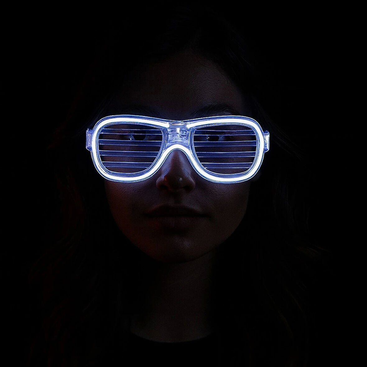 Eğitici Çocuk Beyaz Led Işıklı Parti Gözlüğü - Neon Glow Şerit Gözlük 3 Modlu