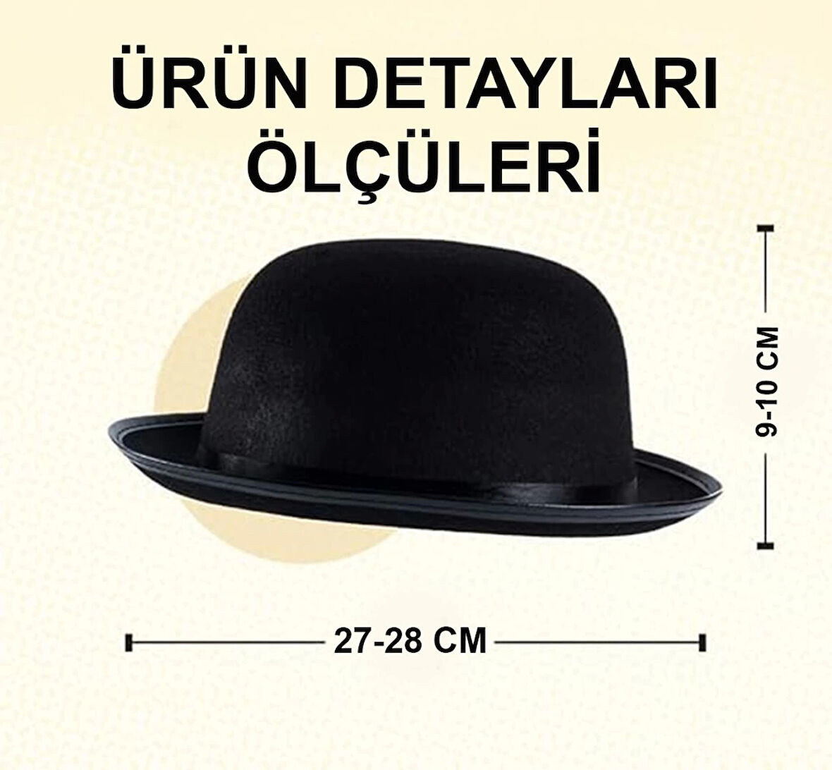 Eğitici Çocuk Charlie Chaplin Stil Çocuk Şapkası – Siyah Melon Parti Şapkası