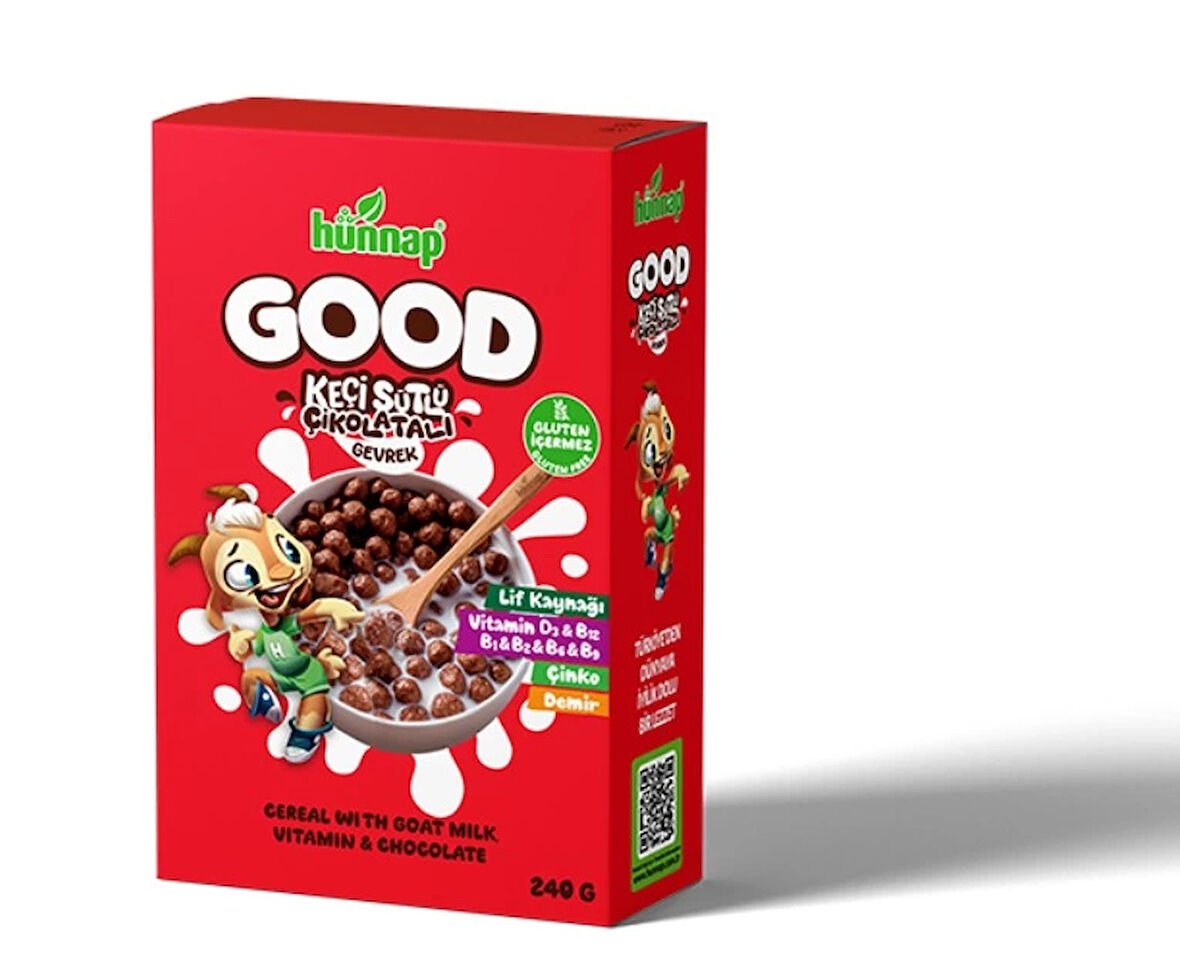 Eğitici Çocuk Hünnap Keçi Sütlü Çikolata ve Vitamin Tahıllı Glutensiz Gevrek 240 Gr