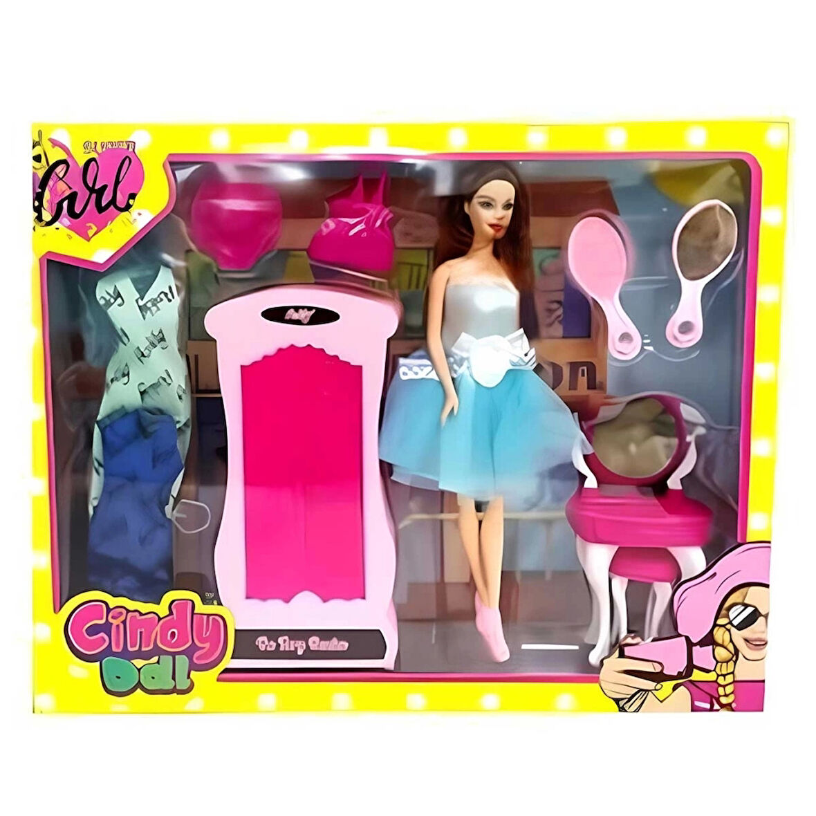 Çocuk Oydaş Cindy Doll Dolaplı Makyaj Masalı Bebek 02453