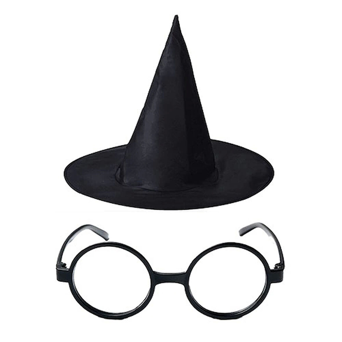 Çocuk Harry Potter Büyücü Şapkası ve Harry Potter Büyücü Gözlüğü Siyah Renk