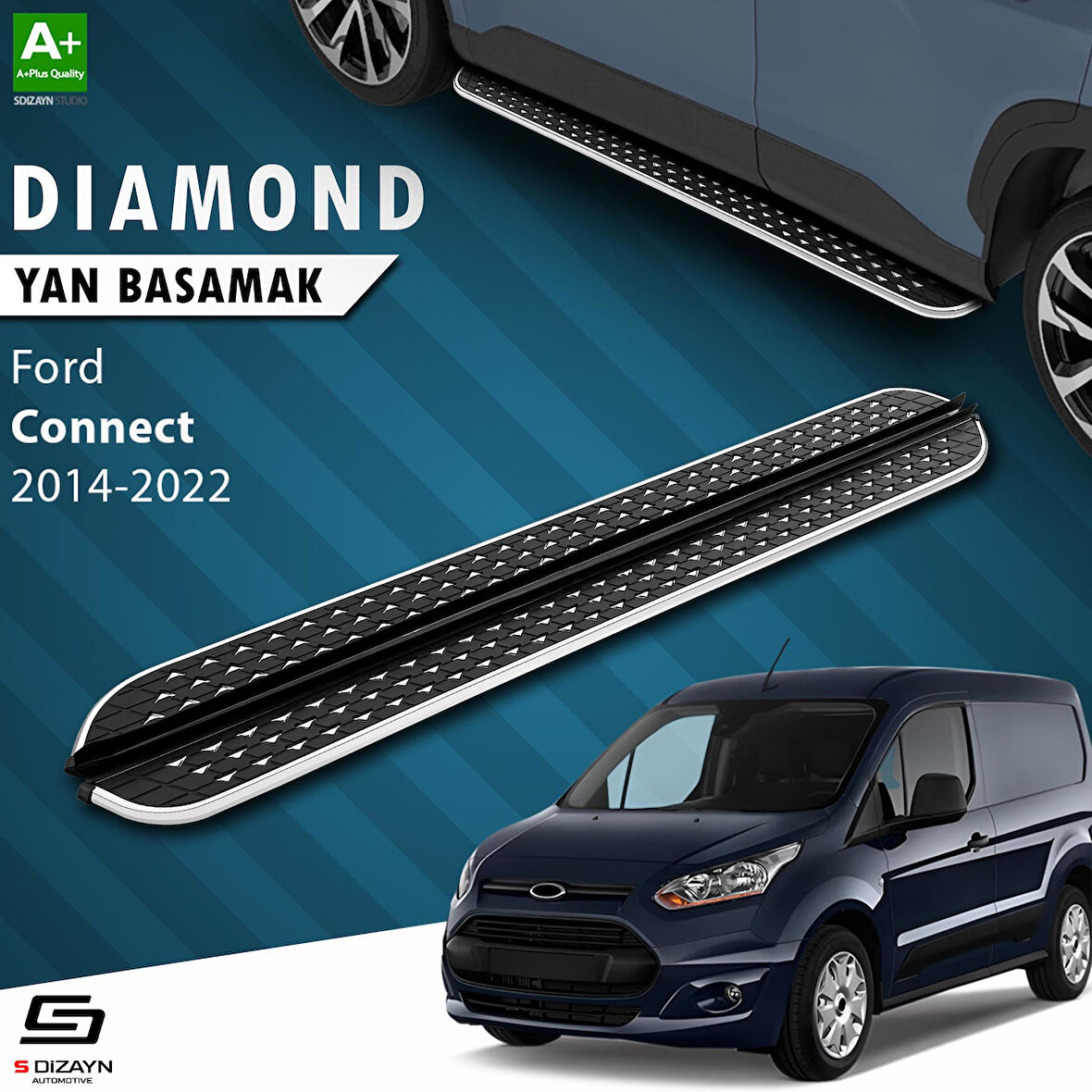 S-Dizayn Ford Connect 2 Diamond Krom Yan Basamak 183 Cm 2014-2023 A+ Kalite