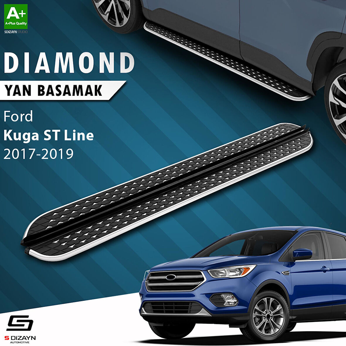 S-Dizayn Ford Kuga 2 ST-Line Diamond Krom Yan Basamak 183 Cm 2017-2019 A+ Kalite