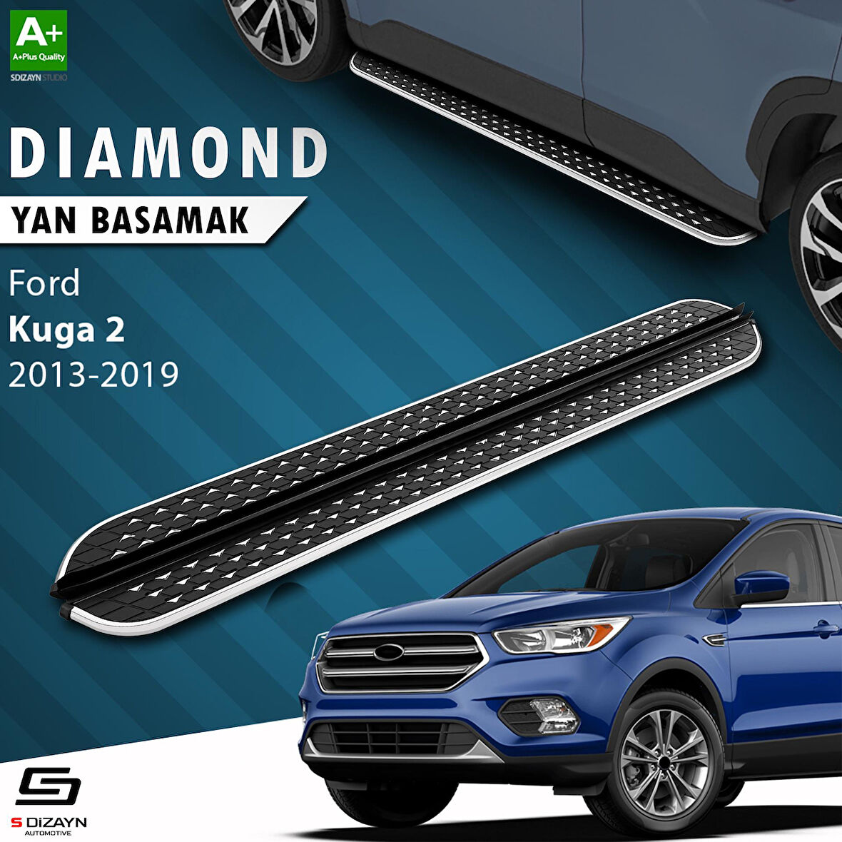 S-Dizayn Ford Kuga 2 Diamond Krom Yan Basamak 183 Cm 2013-2019 A+ Kalite
