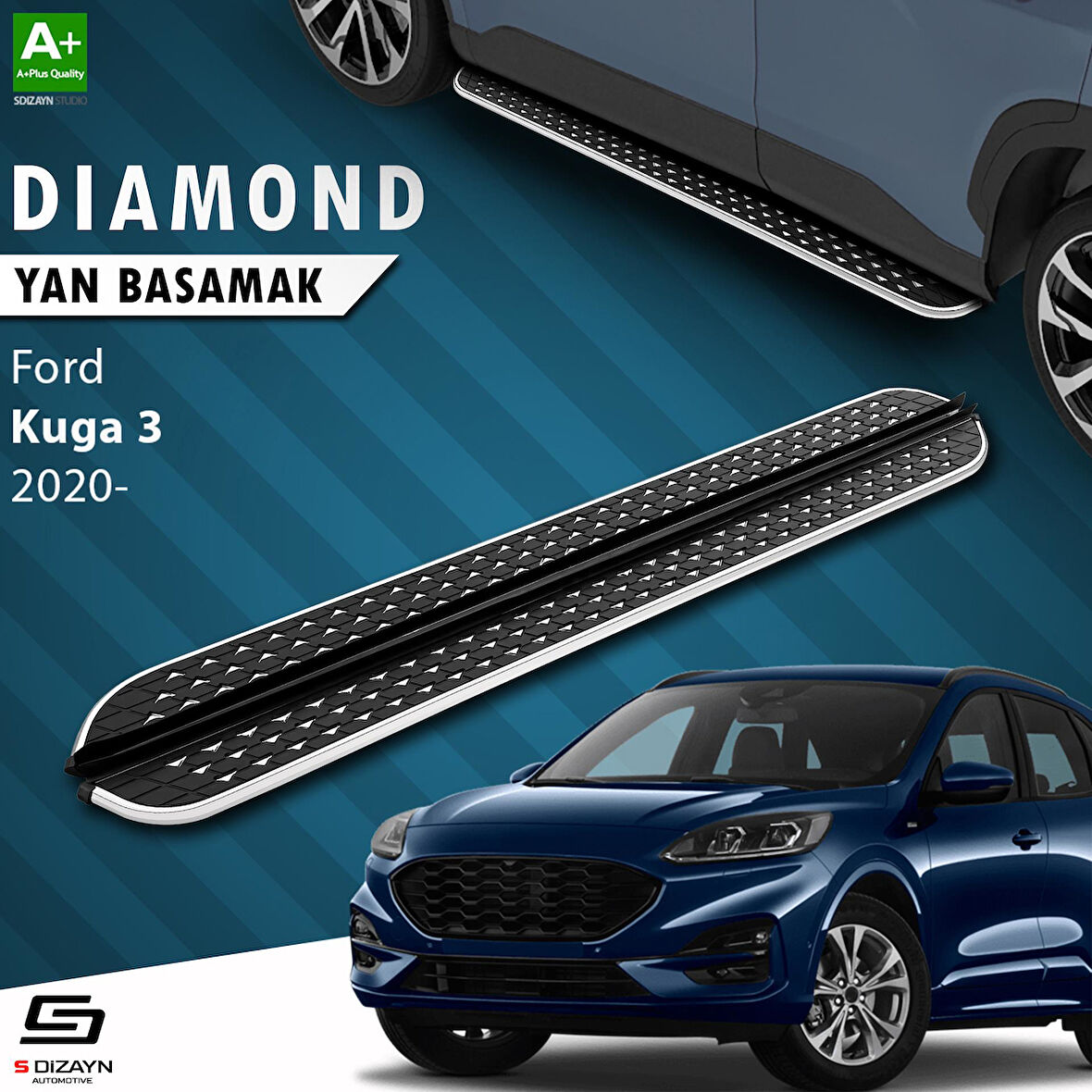 S-Dizayn Ford Kuga 3 Diamond Krom Yan Basamak 183 Cm 2020 Üzeri A+ Kalite