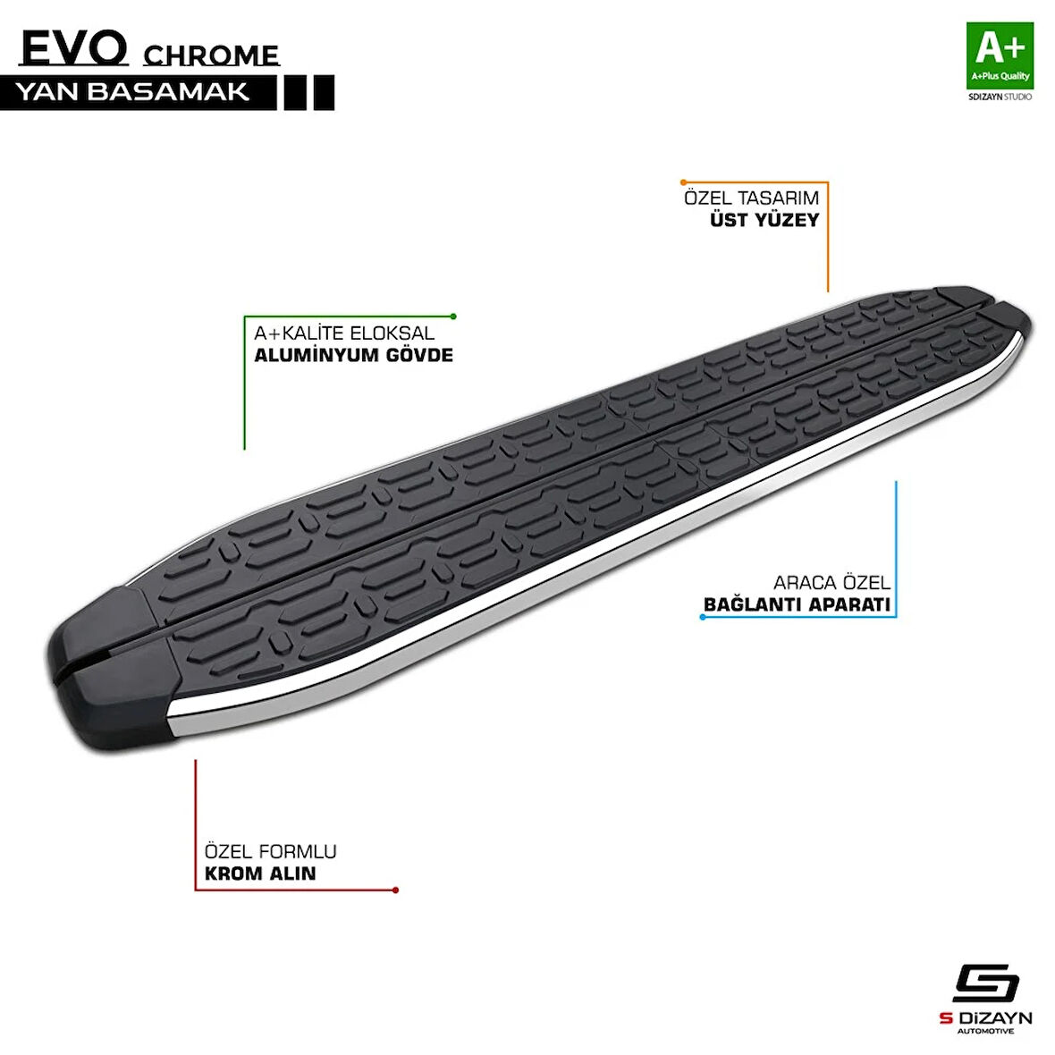 S-Dizayn Ford Ranger 2 Evo Krom Yan Basamak 193 Cm 2006-2013 A+ Kalite