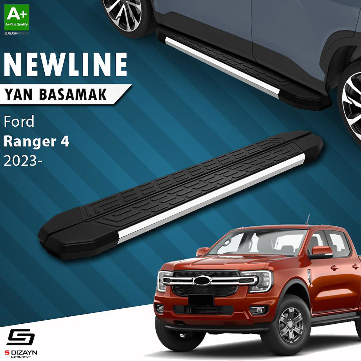 S-Dizayn Ford Ranger 4 NewLine Krom Yan Basamak 203 Cm 2023 Üzeri A+ Kalite