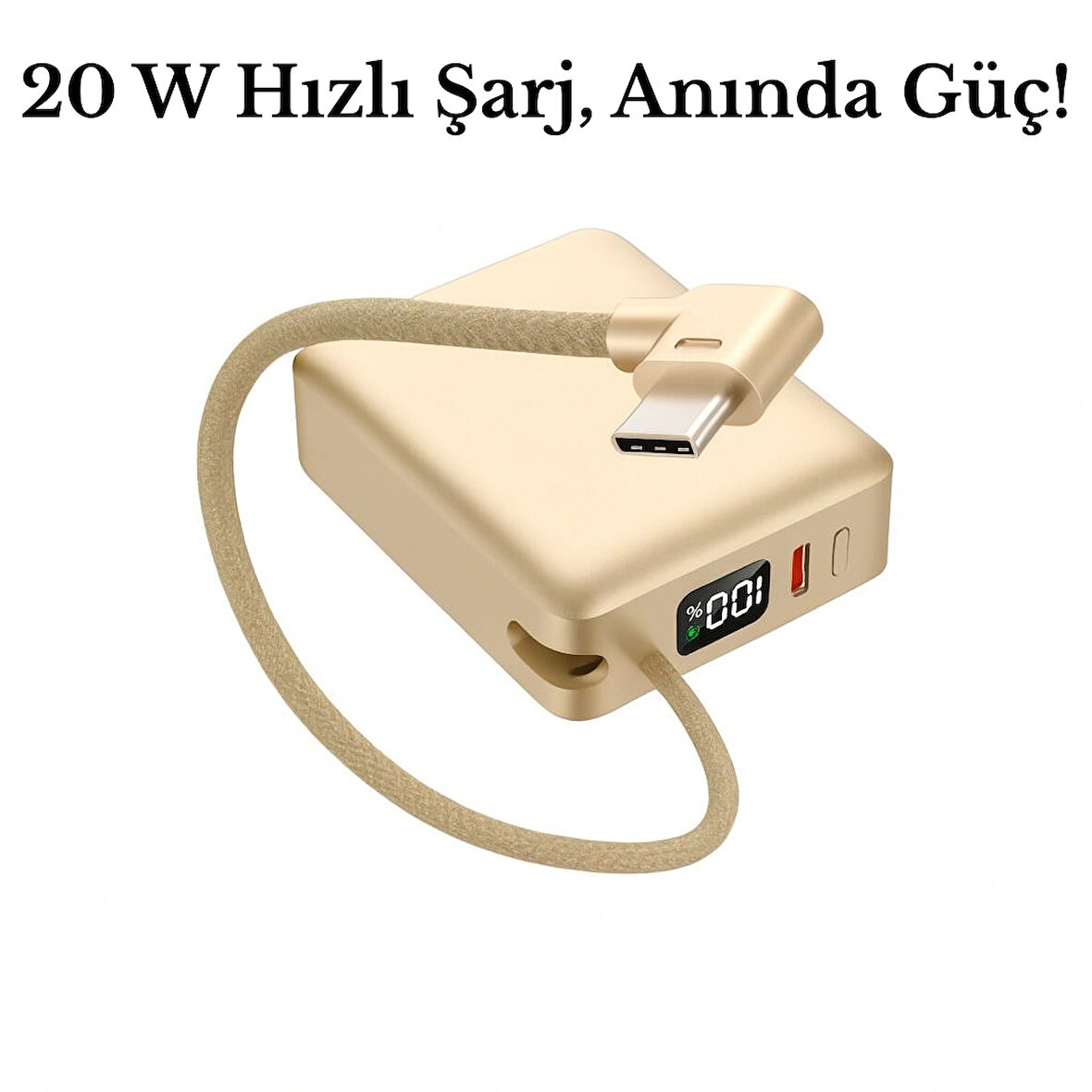 20W Hızlı Şarj Mini Powerbank – Taşınabilir Kompakt Tasarım, Çift Çıkışlı, Dijital Ekranlı