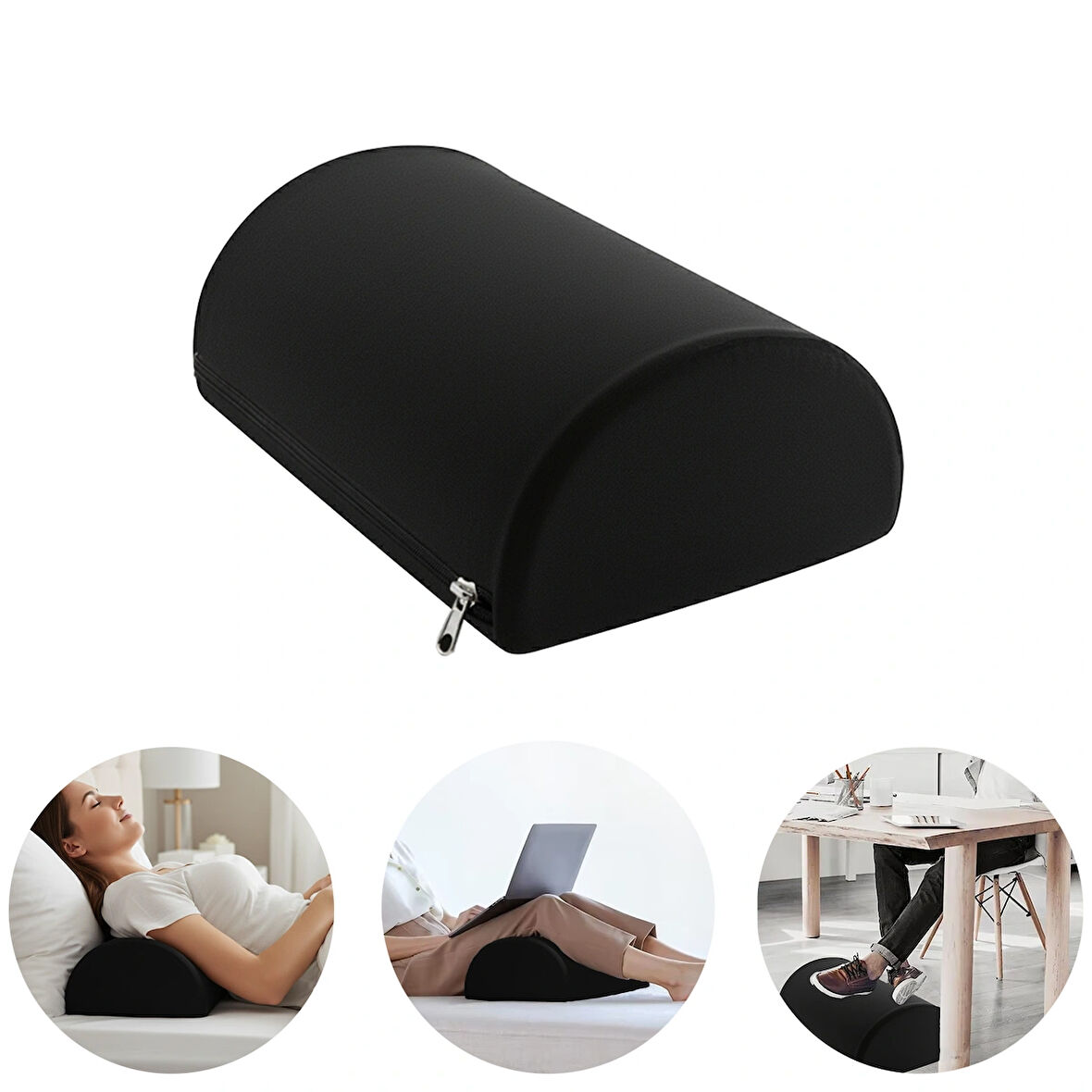 Microcase Çok Amaçlı Kaydırmaz Taban Ayak Koyma Pedi Ofis Ev Seyehat Ayak Bacak Koyma Dinlendirme Pedi SİYAH AL5374