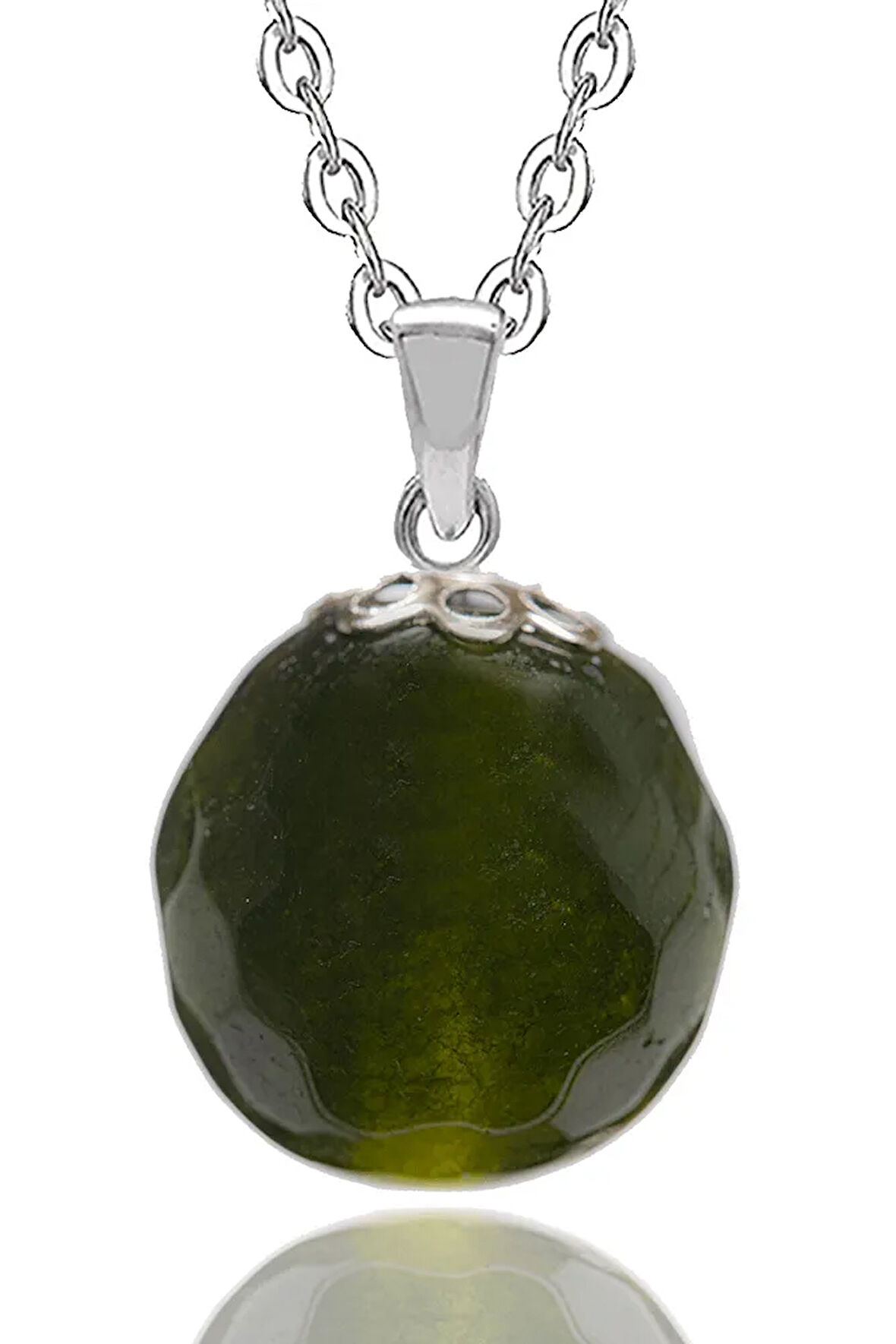 Sertifikalı Fasetli Yeşil Kuvars Doğal Taş Kolye