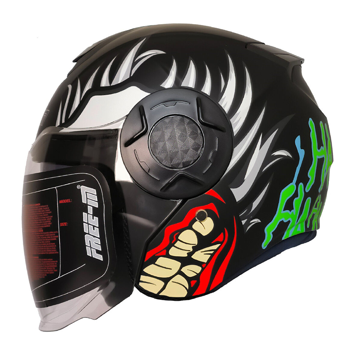 Motosiklet Yarım Kask Double Güneş Vizörlü Sertifikalı Abs Material X-Black