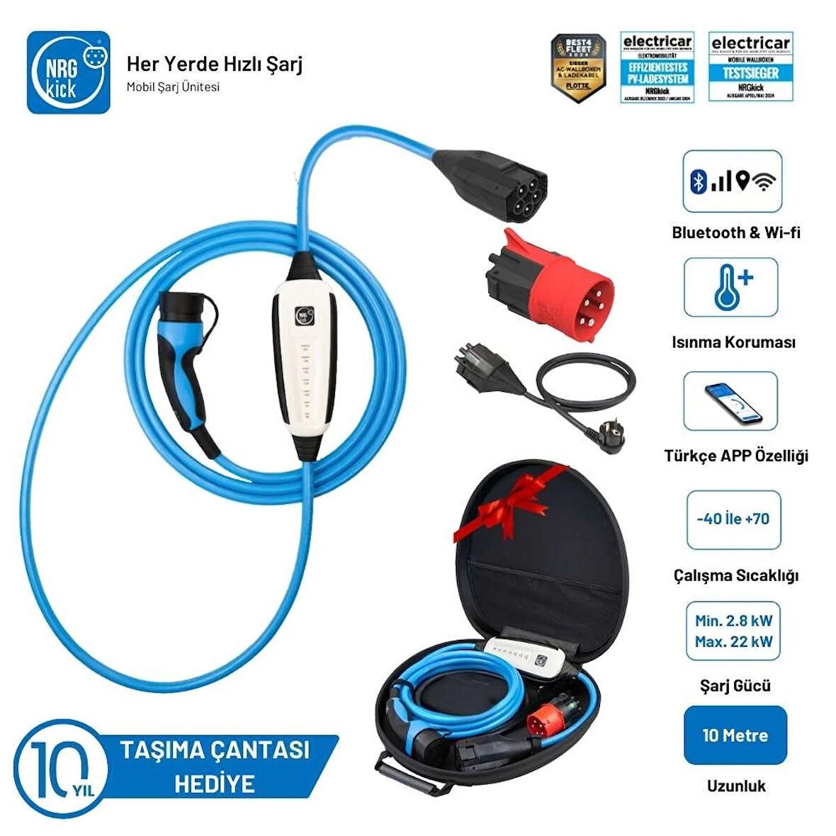 NRGkick 32A 22kW 10m Standart Plus Set A/C Taşınabilir Şarj İstasyonu
