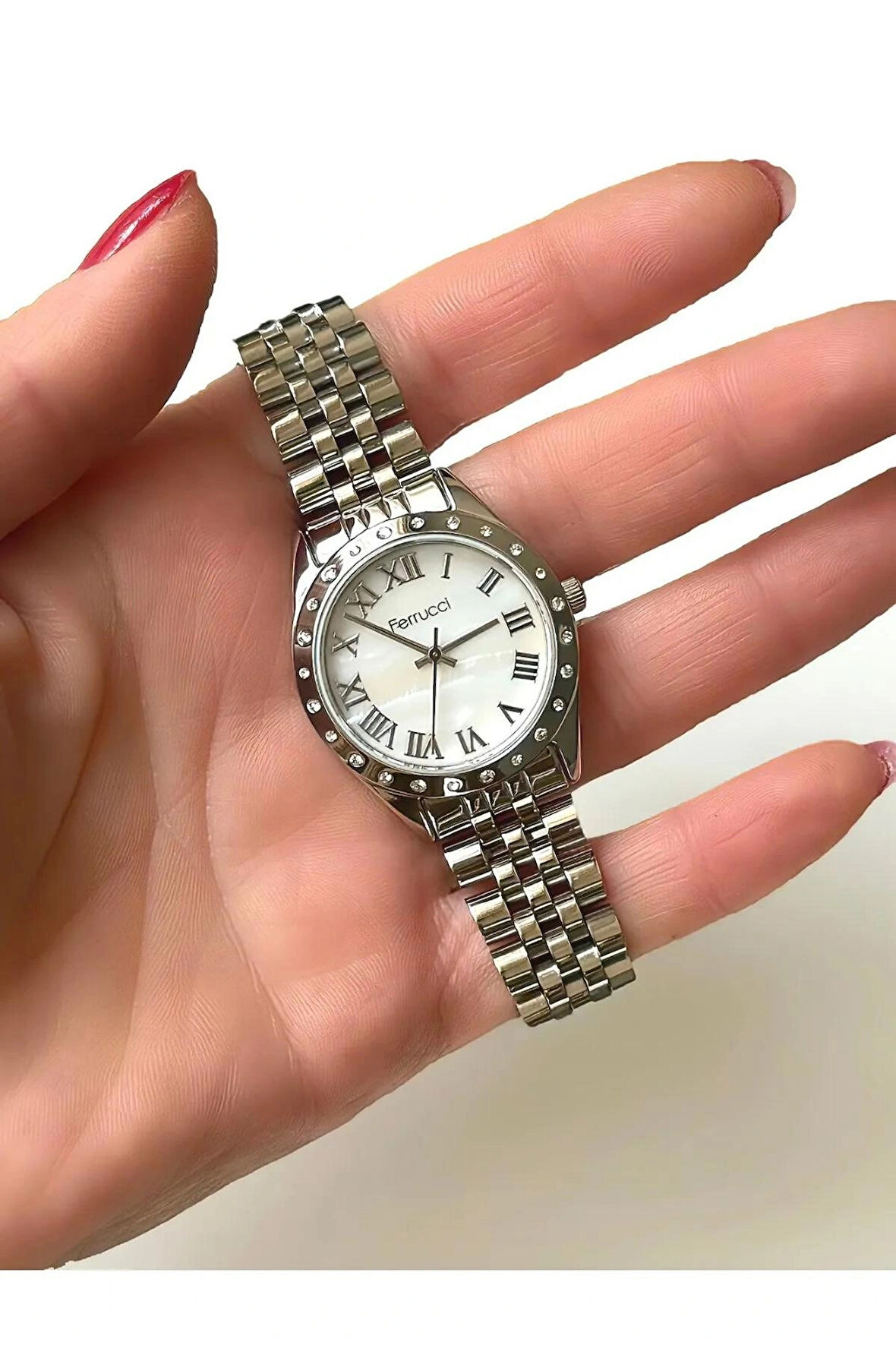 Ferrucci Silver Çelik Kordon Modern Tasarım Şık Kadın Kol Saati