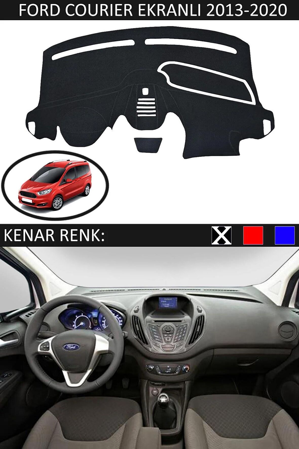 Ford Focus 1 1998-2004 İçin Uygun Torpido Koruma Halısı Siyah Kenar Renk Siyah