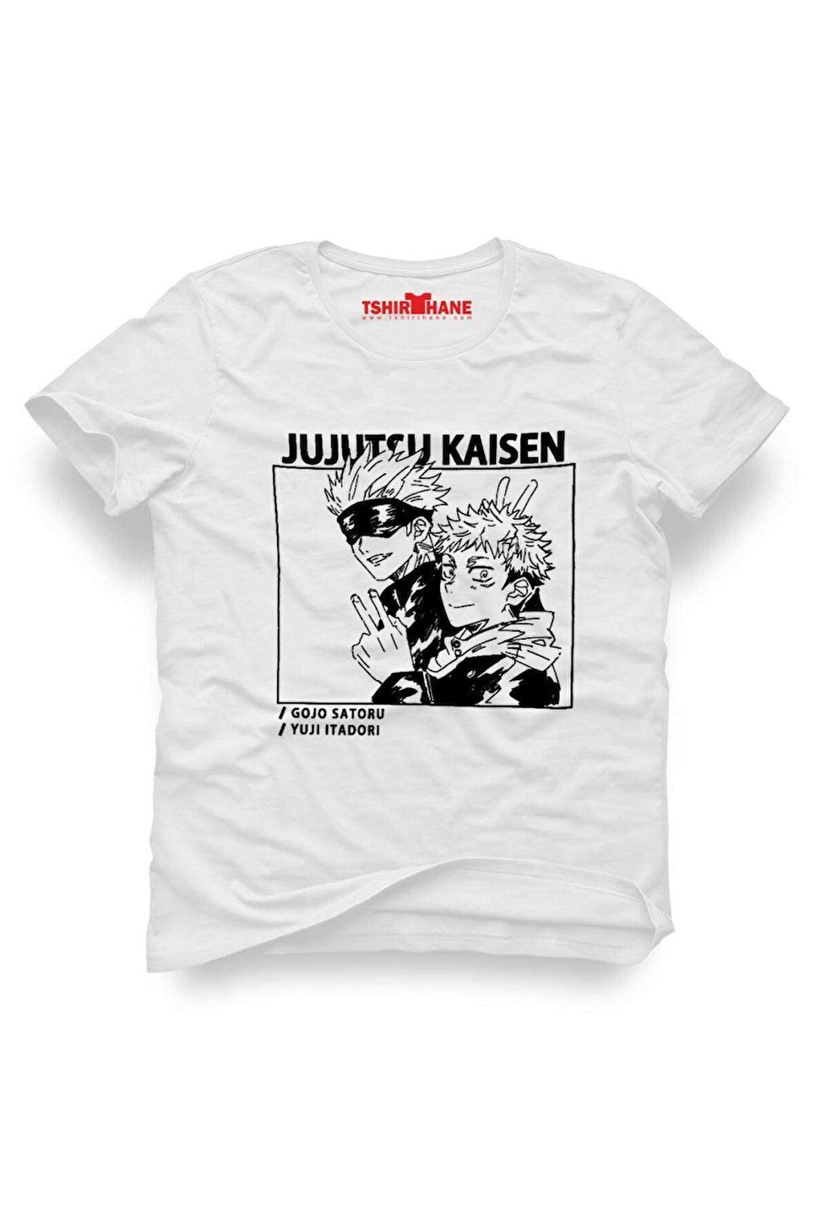 Anime Jujutsu Kaisen Erkek Baskılı Beyaz Tshirt
