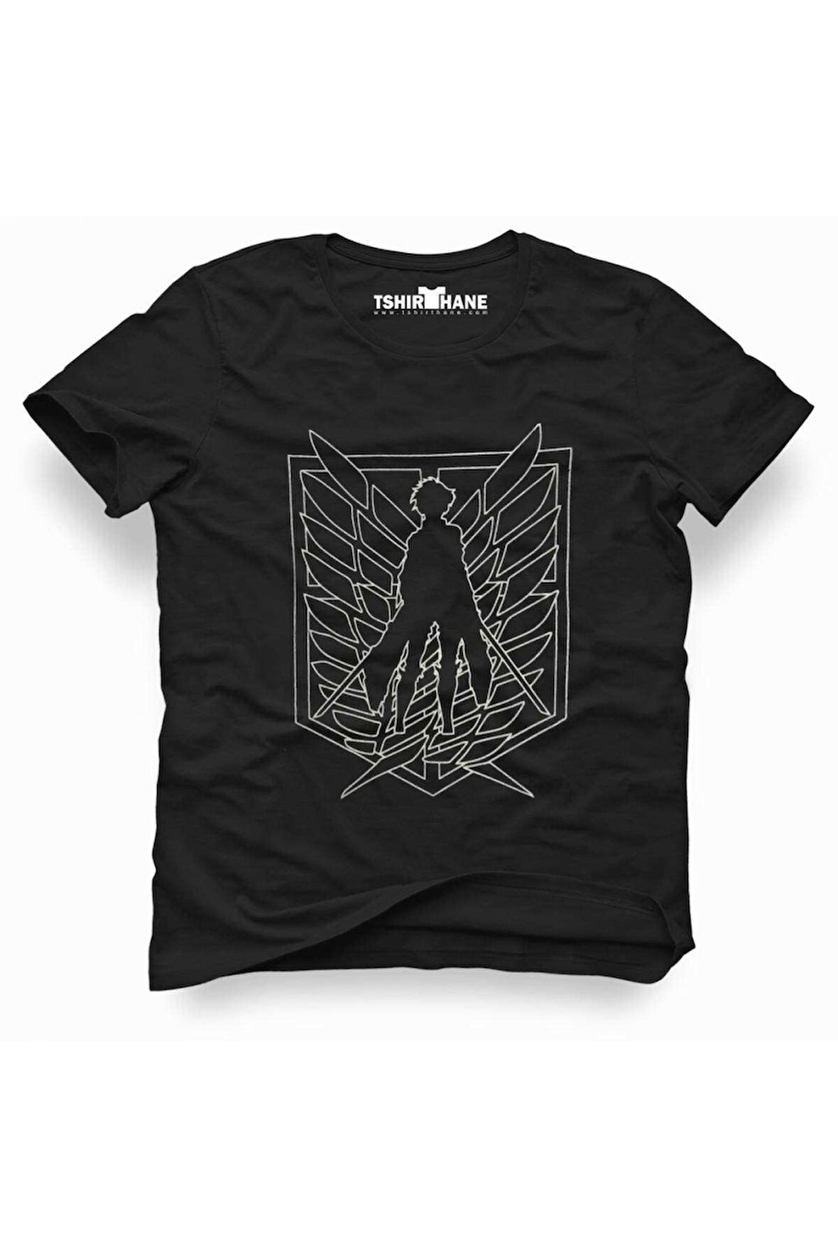 Anime Attack On Titan Eren Jaeger Erkek Baskılı Siyah Tshirt