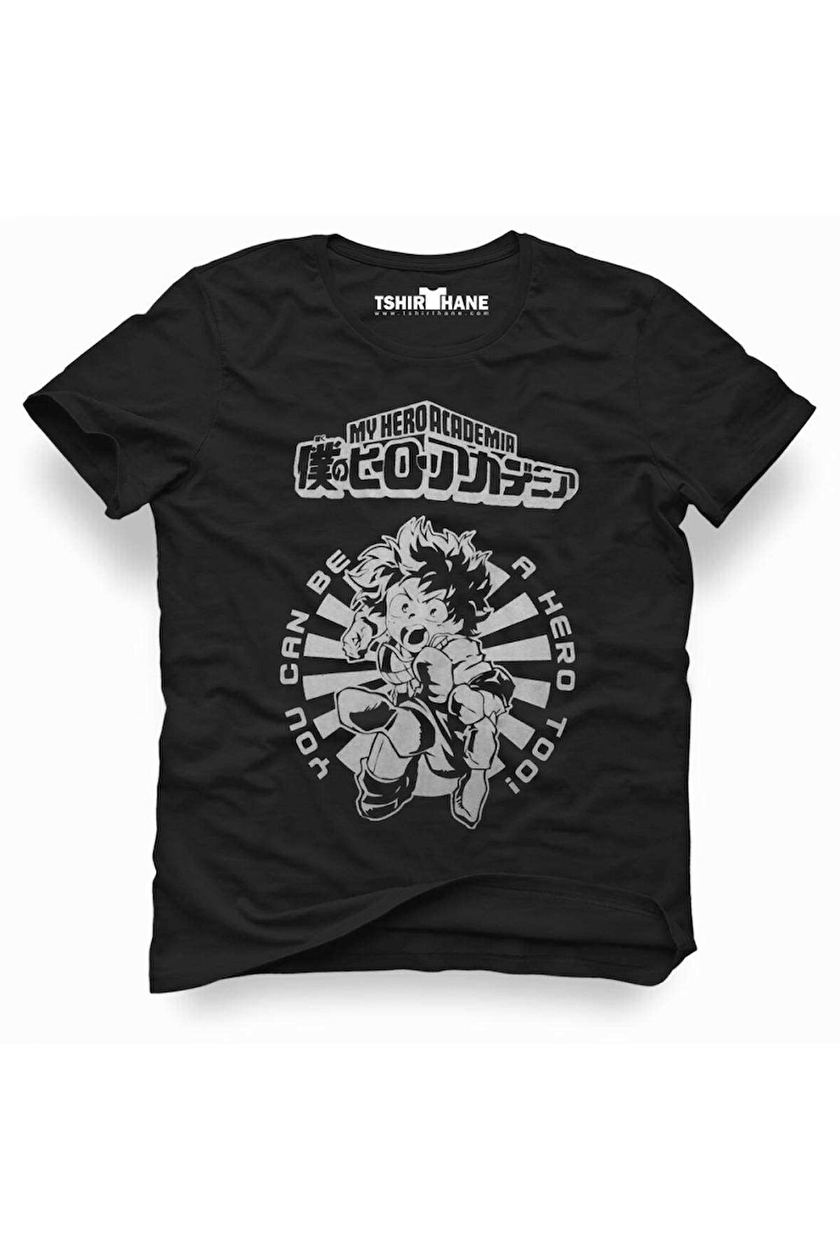Anime My Hero Academia Erkek Baskılı Siyah Tshirt