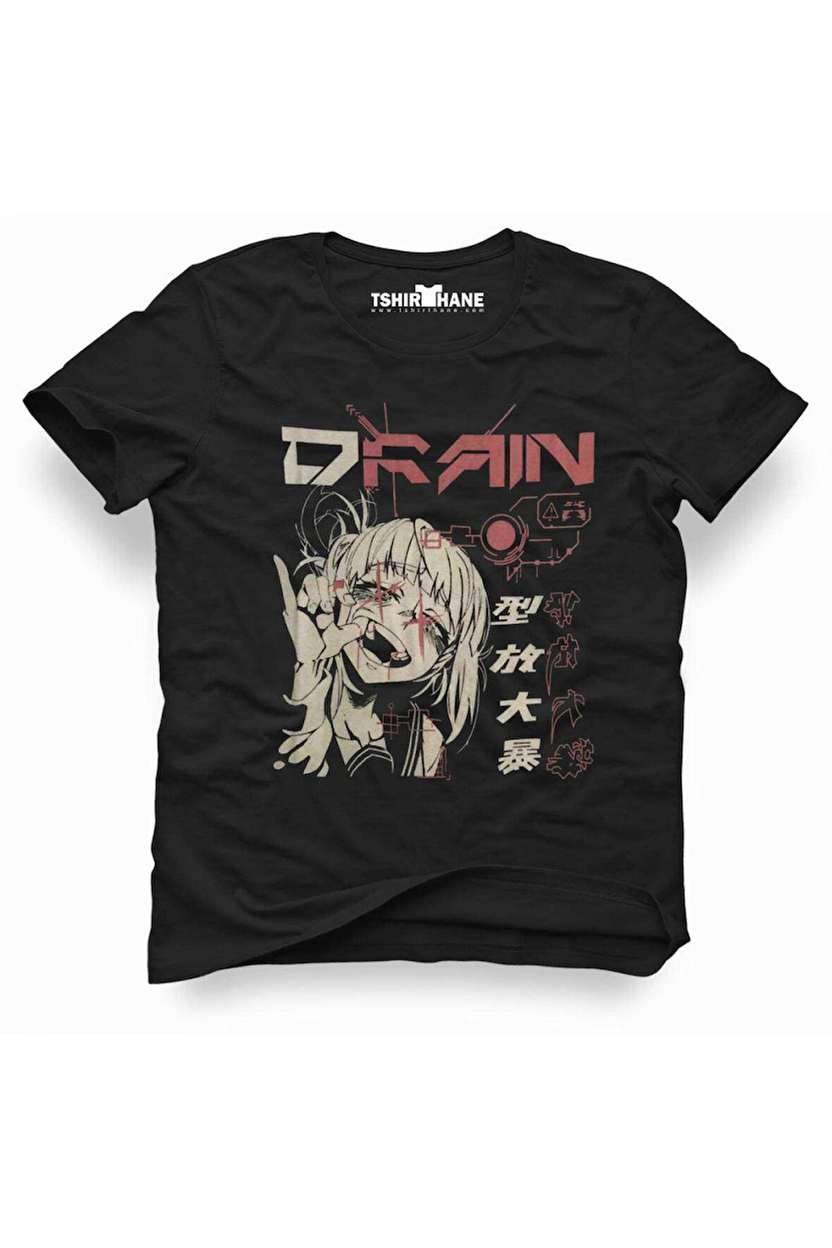 Anime My Hero Academia Toga Drain Erkek Baskılı Siyah Tshirt