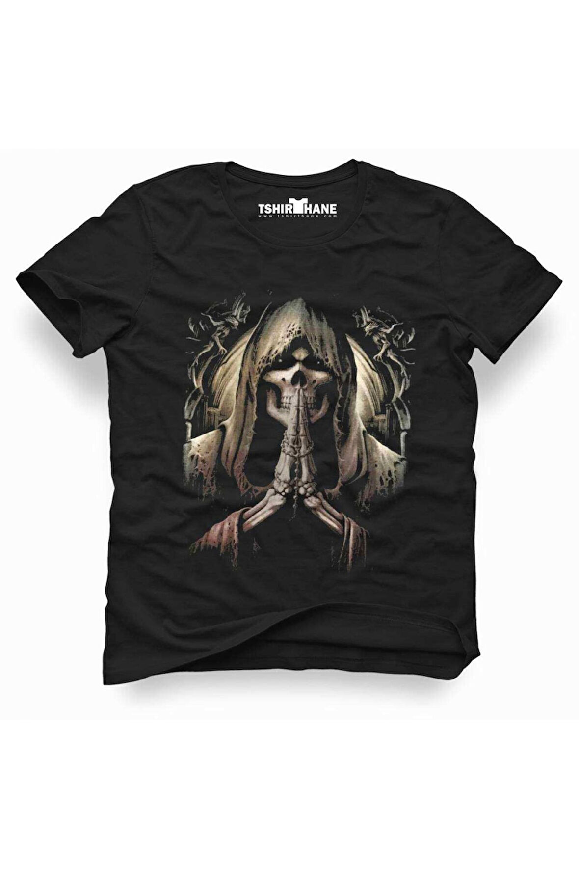 Kurukafa Iskelet Erkek Baskılı Siyah Tshirt