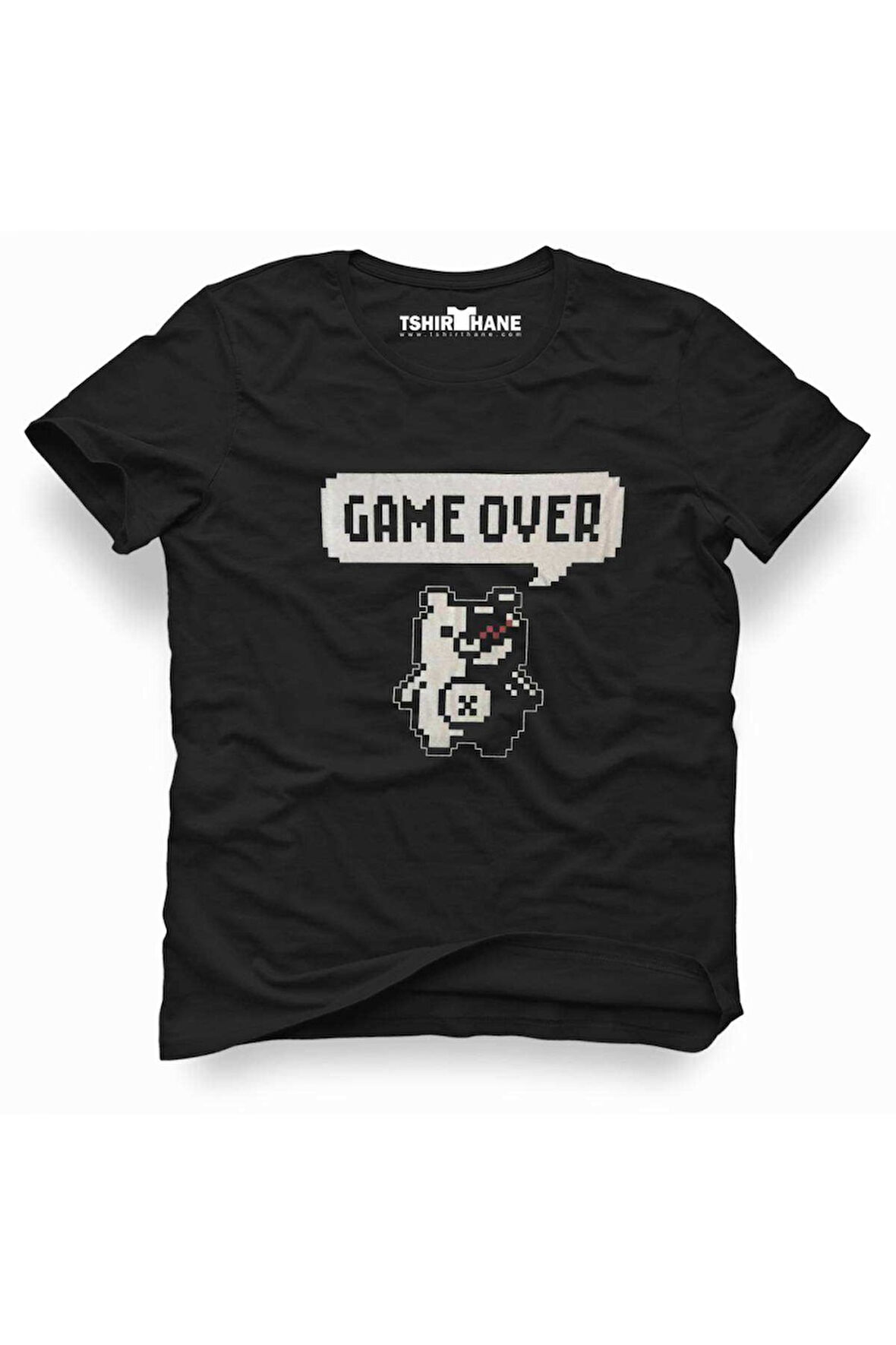 Monokuma Game Over Ayı Erkek Baskılı Siyah Tshirt