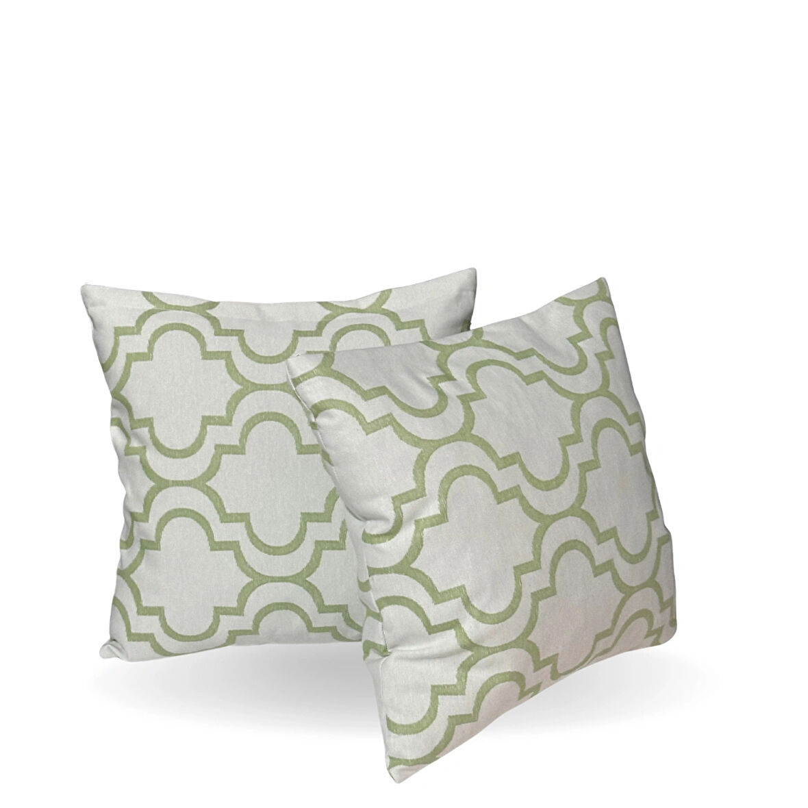 FREFLY  STORE  Beyaz Zeminde Yeşil Geometrik Motifli Mozaik Desenli Dijital Baskılı Yastık Kırlent Kılıfı