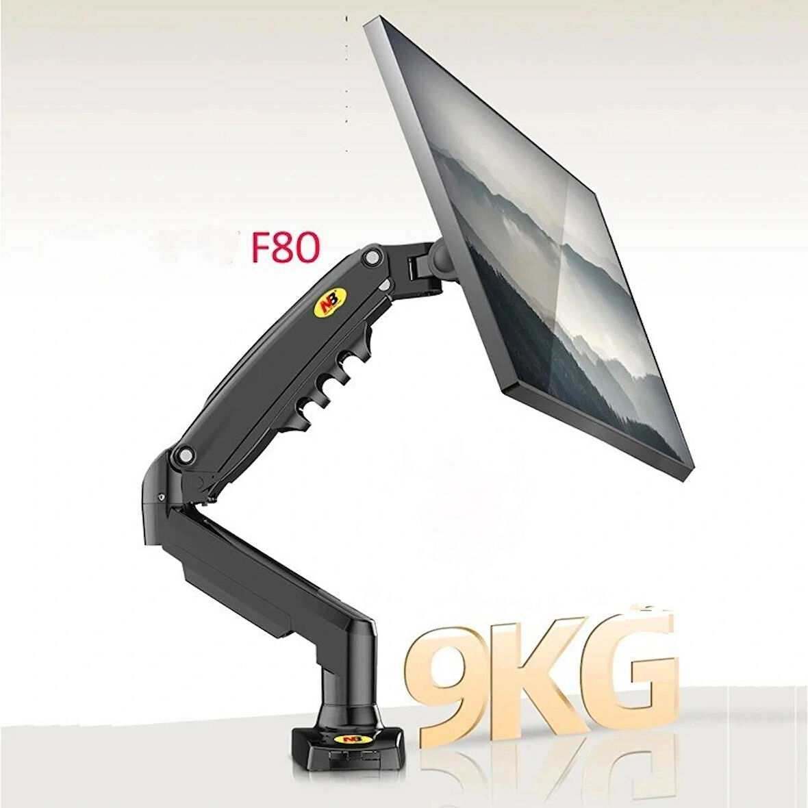NB F80 Tek Kol Amortisörlü Monitör Tutucu | 17-30" Uyumluluğu ile Ergonomik Çalışma Konforu