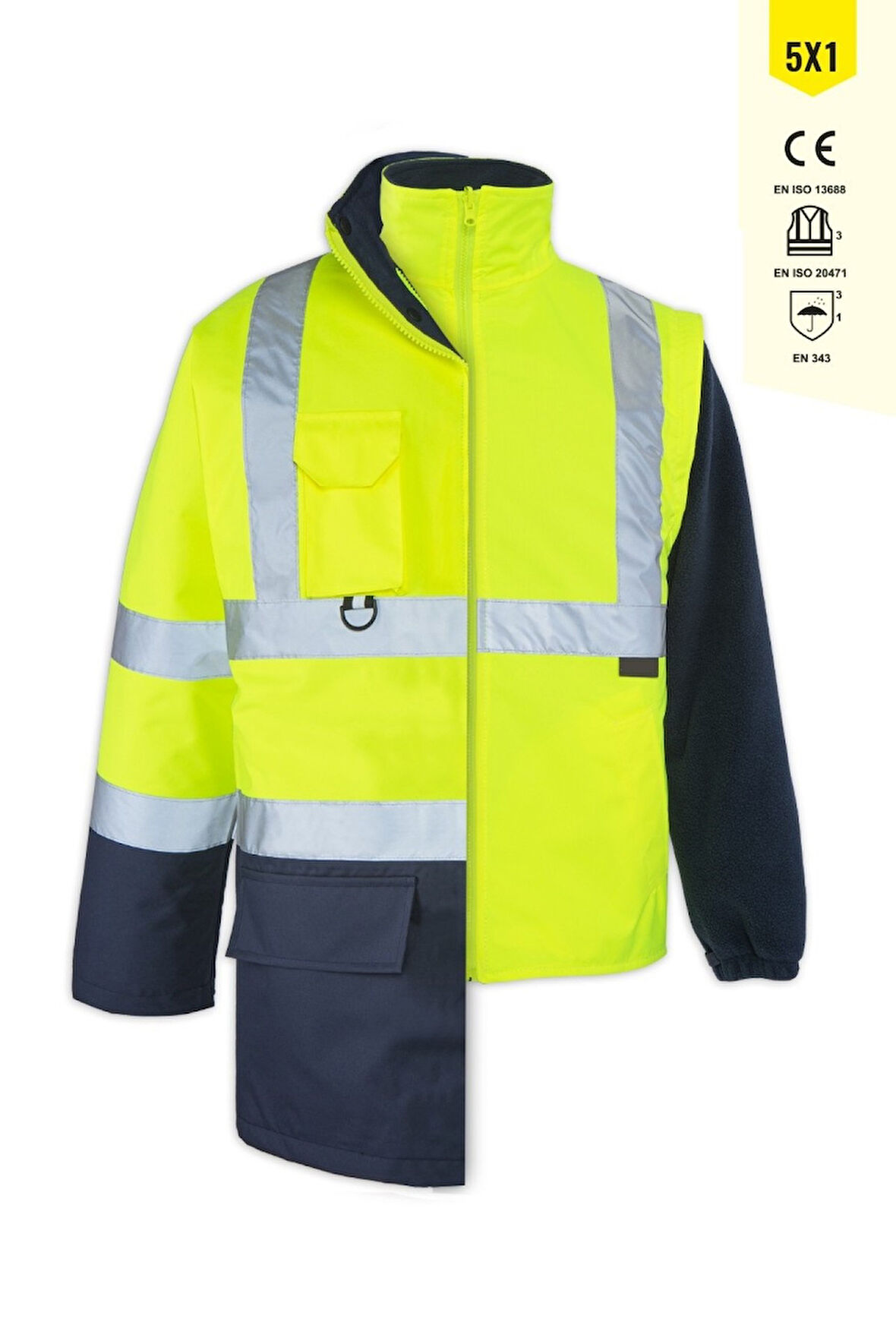 JUNIOR OLYMPUS MAX-BREATHANE HI-VIS TWO-TONE 5 IN 1 JACKET SARI LACİVERT