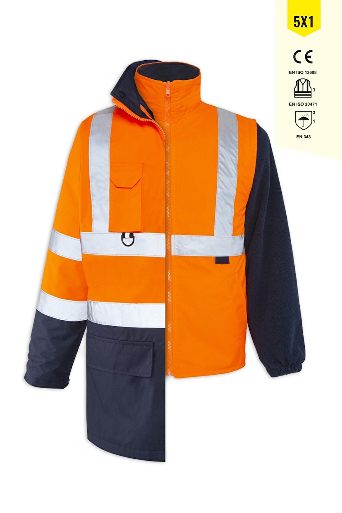 JUNIOR OLYMPUS MAX-BREATHANE HI-VIS TWO-TONE 5 IN 1 JACKET TURUNCU LACİVERT