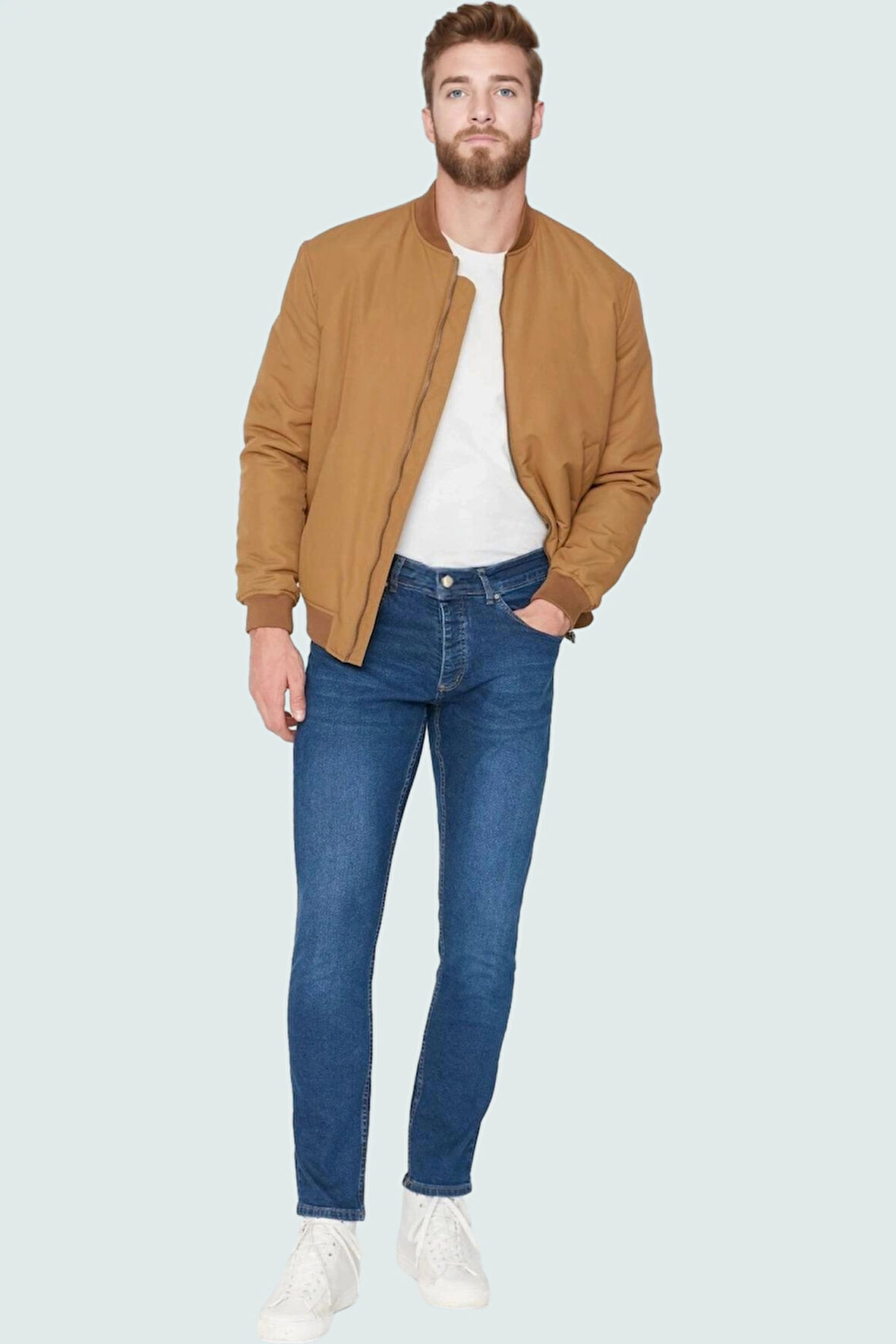 Erkek Modern Slim Fit Denim Kot Pantolon Dar Paça Esnek Kumaş Günlük Stil Kaliteli Malzeme